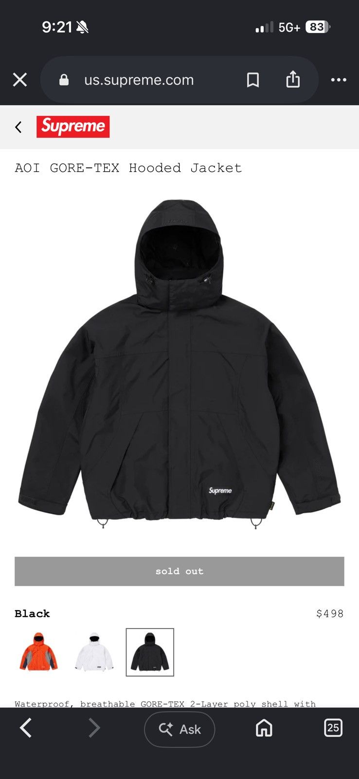 Supreme aoi gore-tex hooded jacket supreme | Grailed