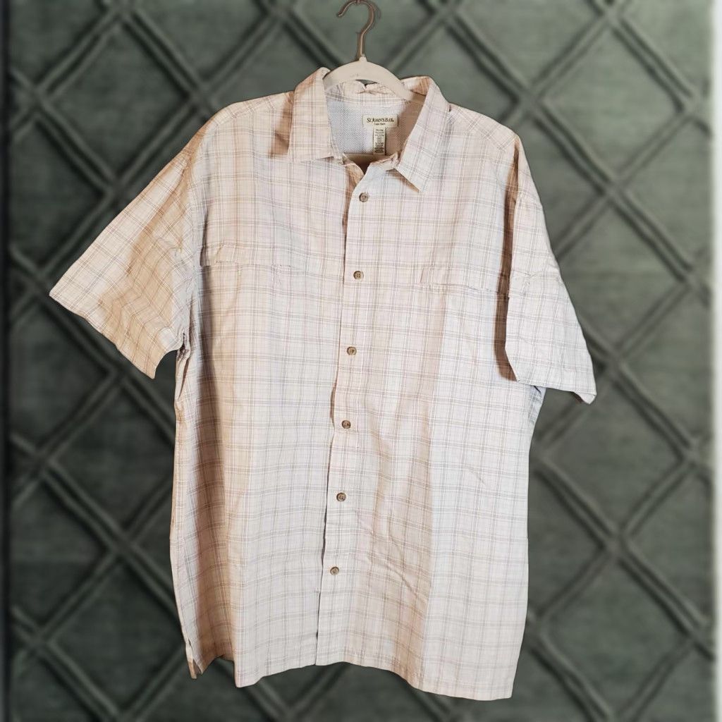 Vintage ST JOHNS BAY Cape Back Shirt Mens 2XL 2XG Plaid Short Sleeve Button Size US XXL / EU 58 / 5 - 1 Thumbnail