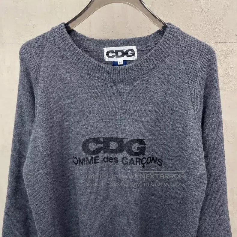 Comme des Garcons Comme Des Garcons Gray Logo Knit Round Neck Sweater Size M / US 6-8 / IT 42-44 - 3 Thumbnail