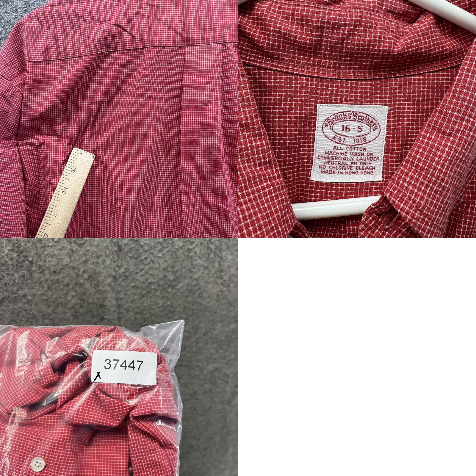 Brooks Brothers Brooks Brothers Shirt Mens 16.5 Red Check Button-Down Oxford Dress Plaid Shirt Casual Mens Red Check Knit Collar Shirt Size 46R - 8 Thumbnail