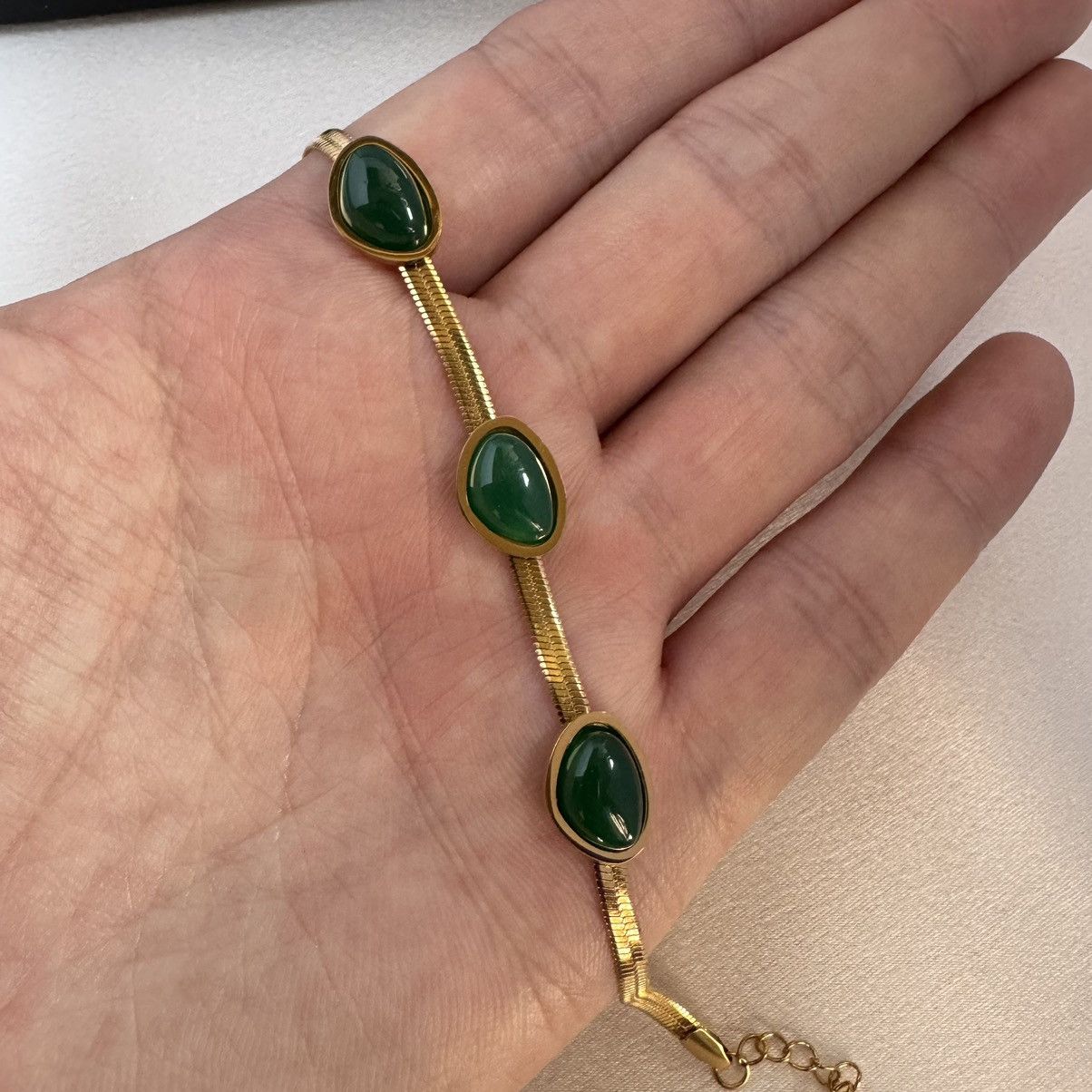 Other Adjustable Snake Chain Green Crystal Bracelet for Women Size ONE SIZE - 5 Thumbnail
