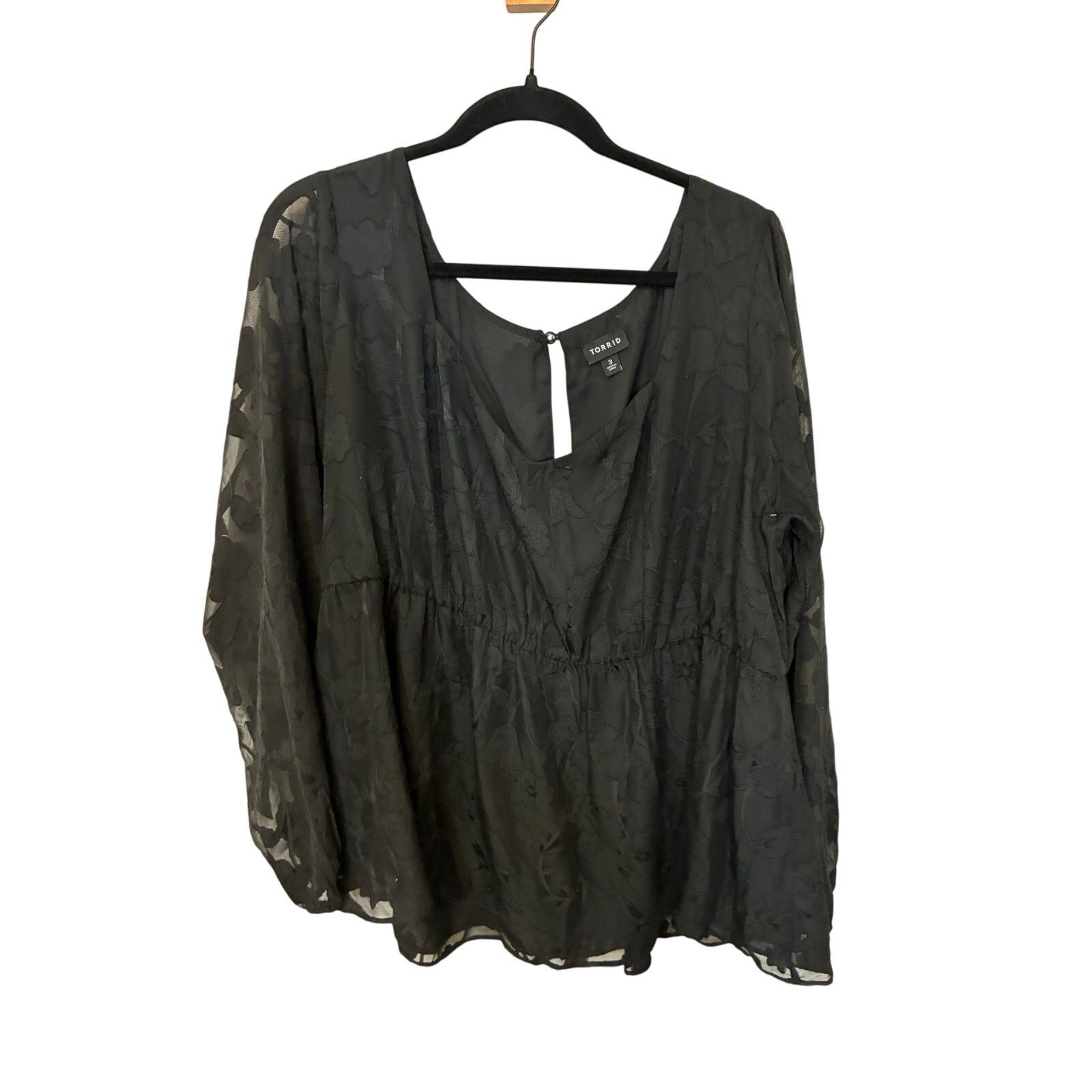 Other Torrid Floral Blouson Sleeve Top SZ 3 / 3X Whimsy Goth Size 3XL / US 20-22 - 3 Thumbnail