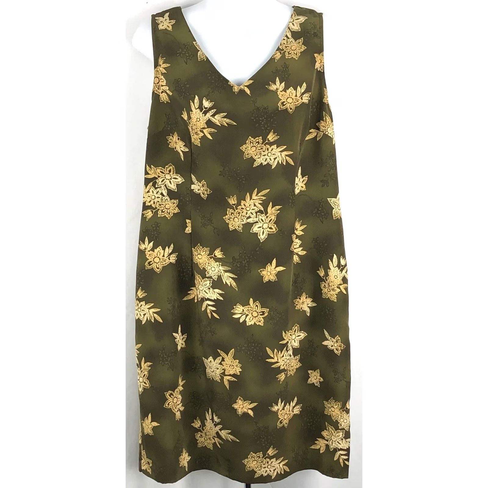 Vintage VINTAGE Kathie Lee Dress Sleeveless Green Floral V-Neck Knee Length 14 Boho 90s Y2K Women’s Size XL / US 12-14 / IT 48-50 - 5 Thumbnail