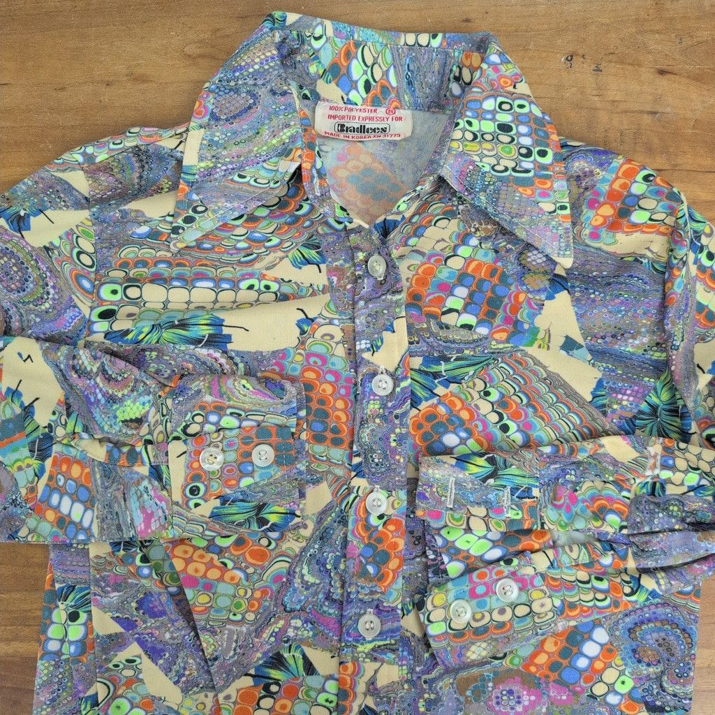 Vintage Ladies' 70s Vintage Psychedelic "Disco" Shirt Small Size S / US 4 / IT 40 - 4 Thumbnail