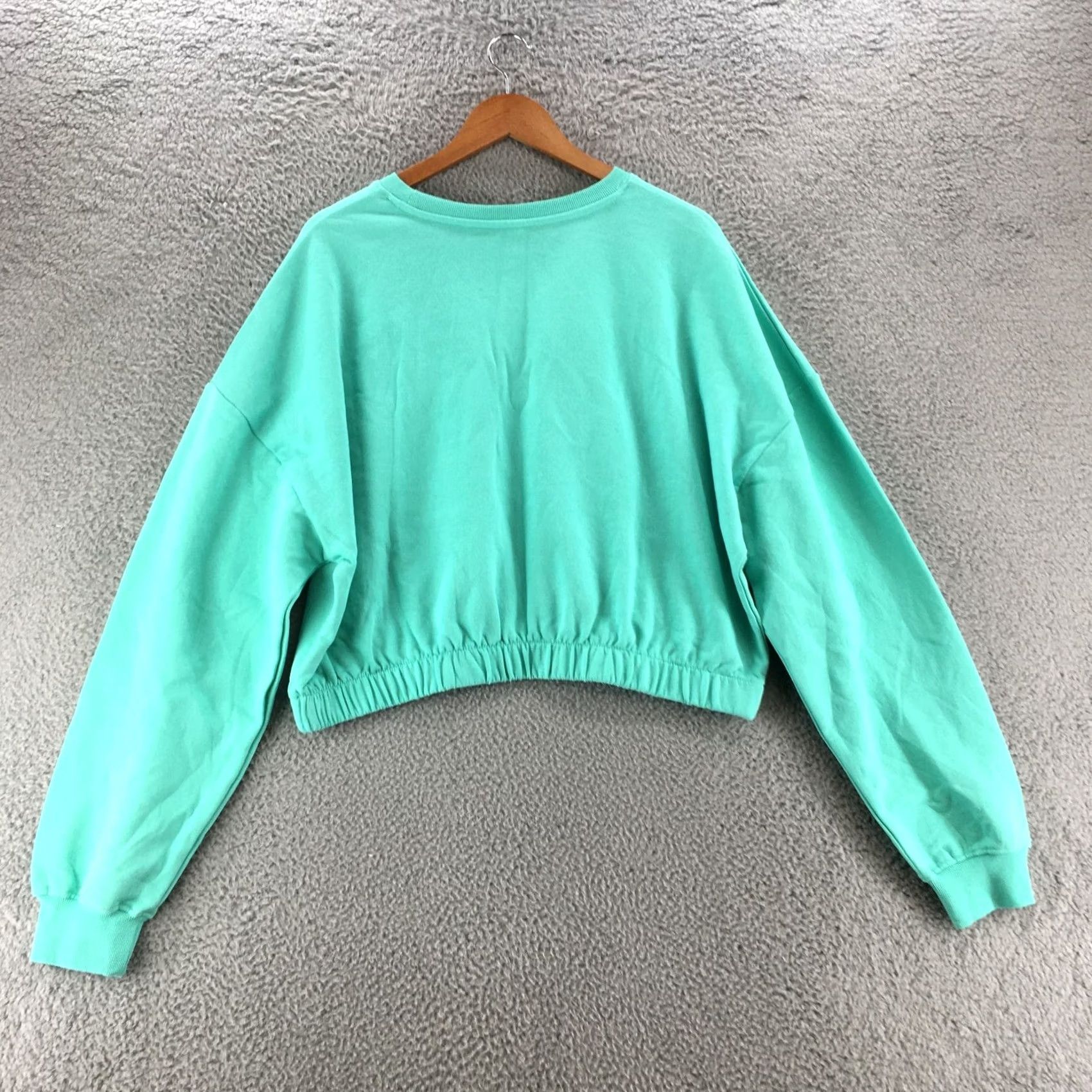 Lucky Brand IML Lucky Clover Leaf Cropped Sweatshirt Womens XL Green Elastic Waist Bant NWT Size XL / US 12-14 / IT 48-50 - 7 Thumbnail