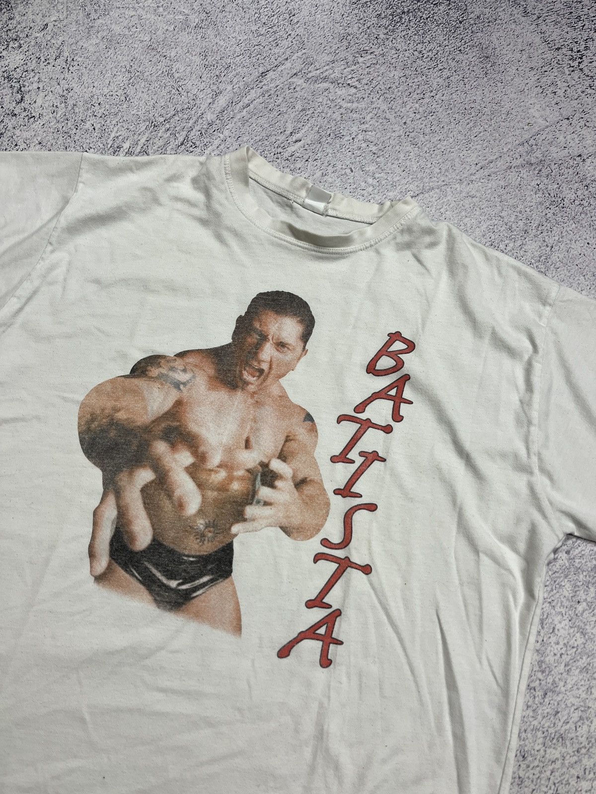 Vintage × WWE × WWF Vintage Batista WWE Rare White T-shirt Y2k Size US M / EU 48-50 / 2 - 5 Thumbnail