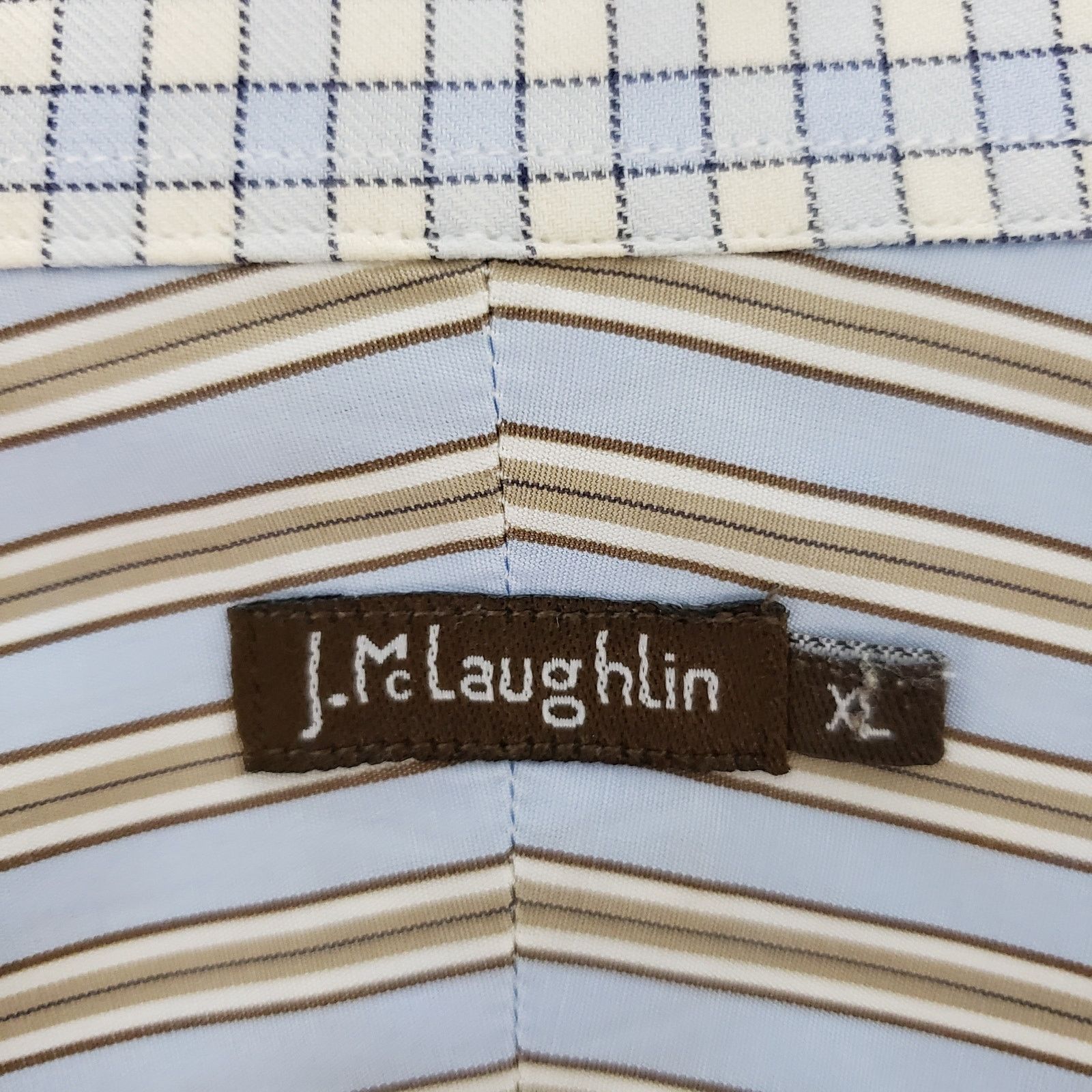 J.McLaughlin J. McLaughlin Shirt Striped Flip Cuff Contrast Collar Button Size US XL / EU 56 / 4 - 10 Thumbnail
