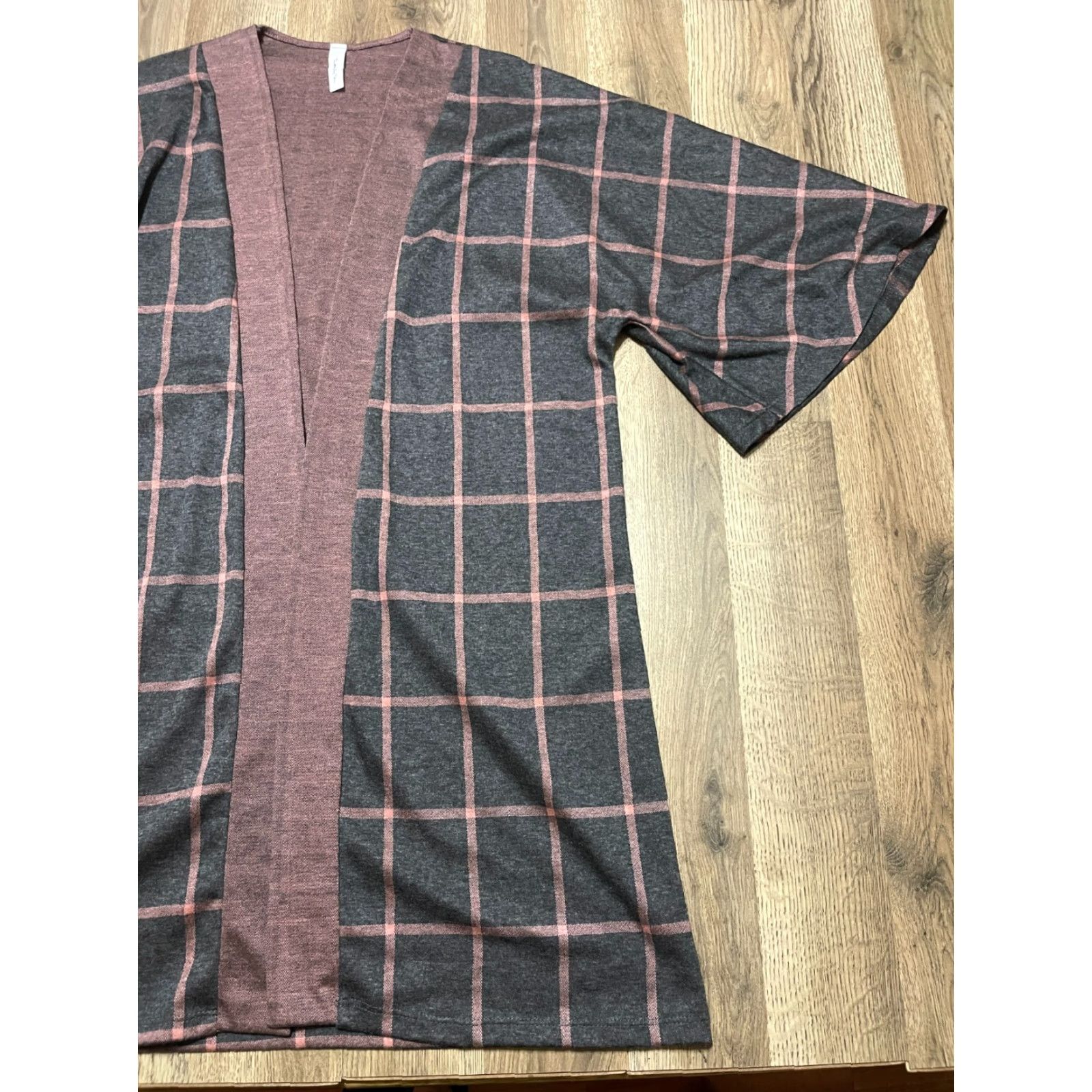 Vintage Twenty Ten Sweater Women's Large Cardigan Open Check Purple Gray Casual Fall Spring Summer Knit Size L / US 10 / IT 46 - 3 Thumbnail