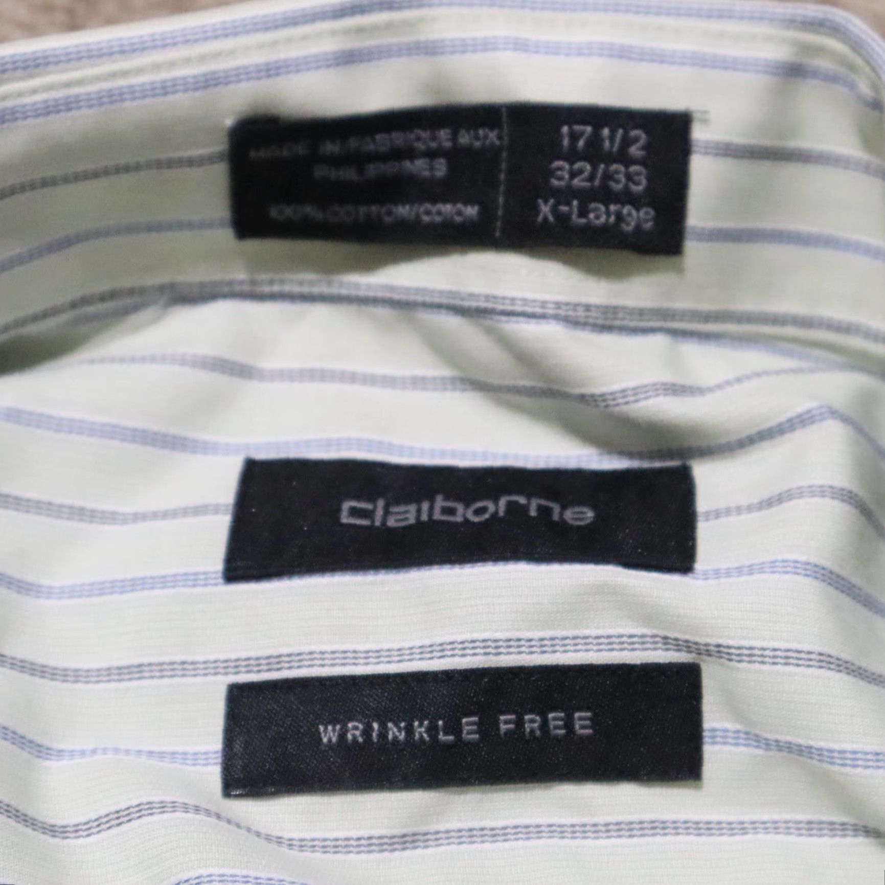 Liz Claiborne Claiborne Shirt Button-Up White Stripe Long Sleeve Men Size 17.5 32/33 Size US XXL / EU 58 / 5 - 3 Thumbnail