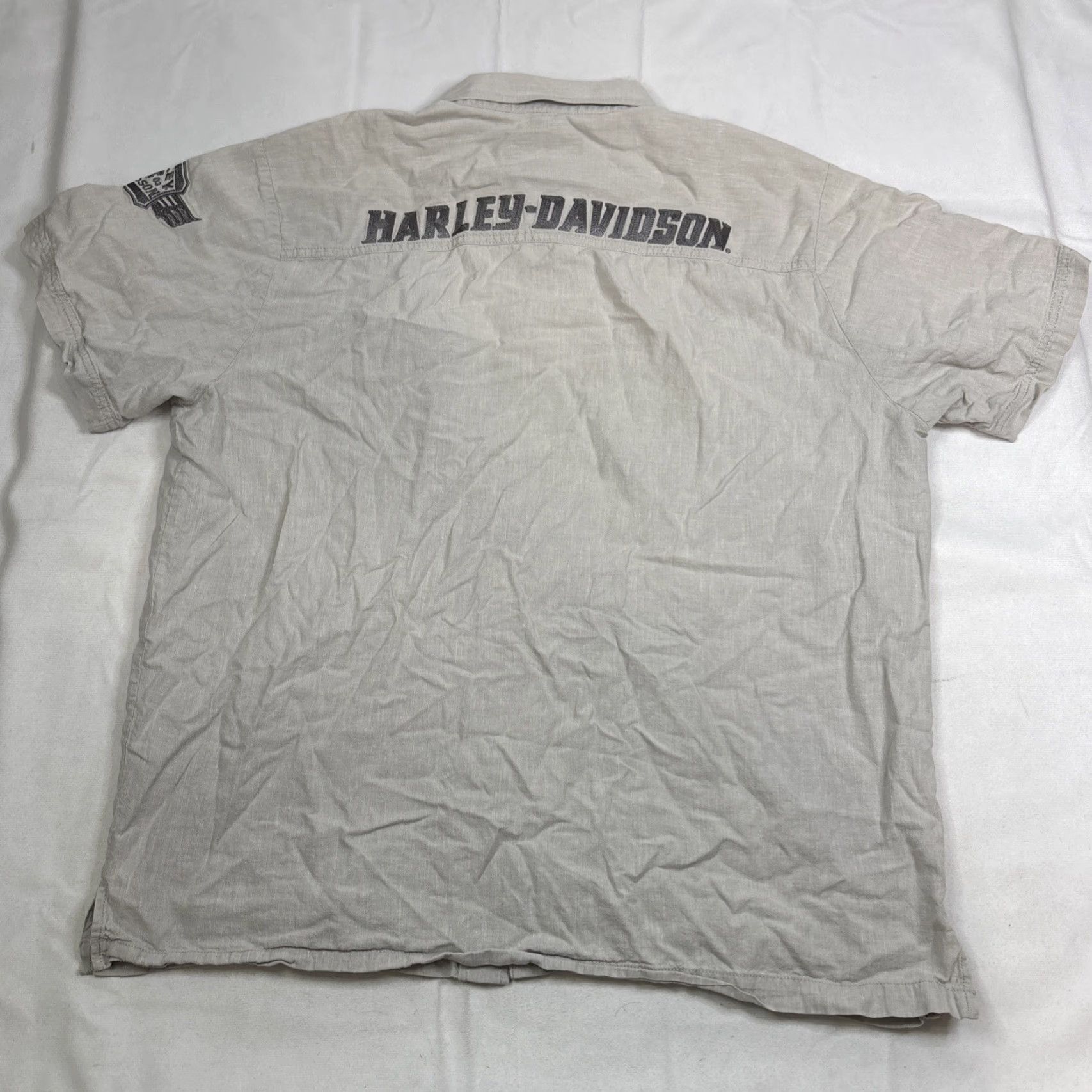 Harley Davidson Harley-Davidson Button-Up Short Sleeve Gray Pockets Men’s XL Embroidered Patches Size US 36 / EU 52 - 6 Thumbnail