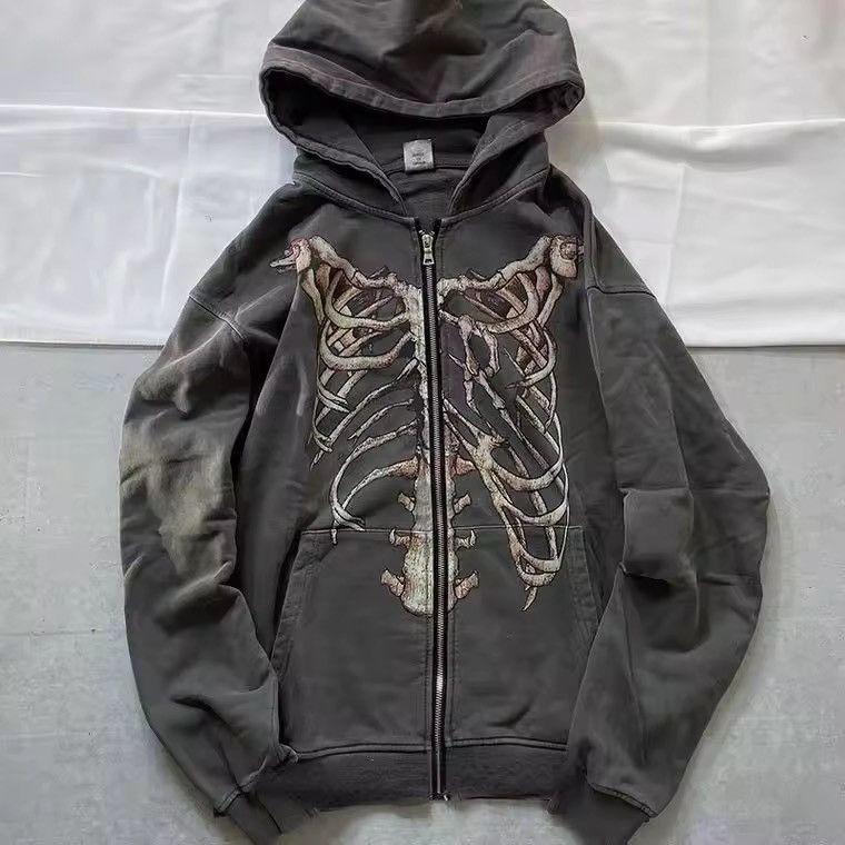 Japanese Brand Mibuki x Kawa Punk Zip Up Hoodie Gothic Style Skeleton Size US XXL / EU 58 / 5 - 1 Thumbnail