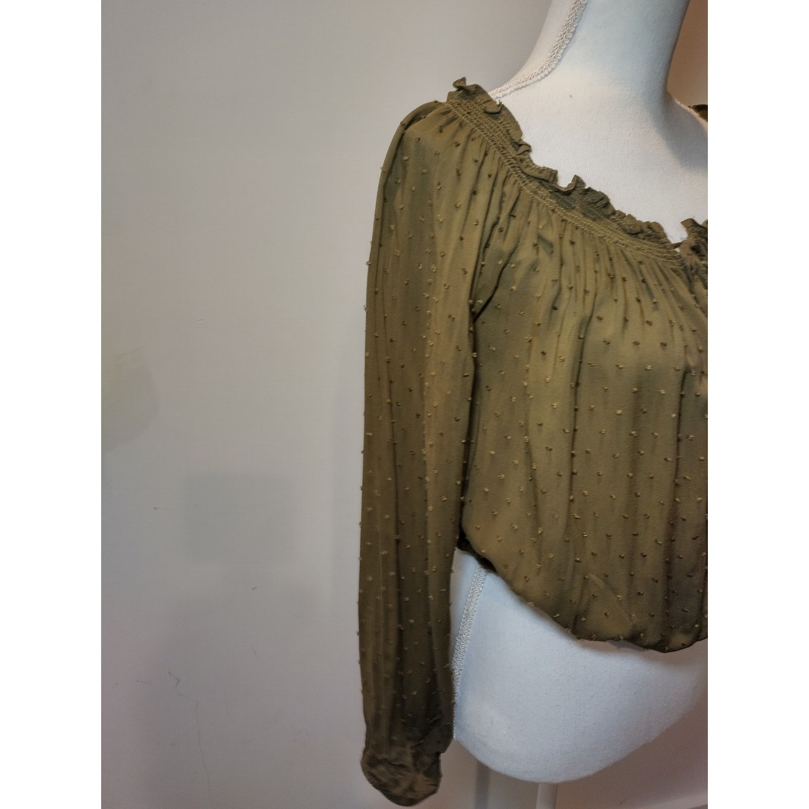 Aeropostale Aeropostale Women Blouse Cropped Off The Shoulder French Dot Size L / US 10 / IT 46 - 5 Thumbnail