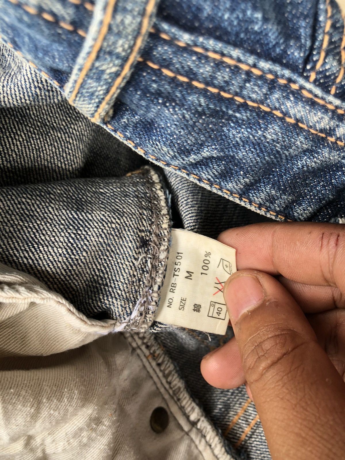 Japanese Brand Rage Blue Jeans Destress Denim Size US 31 - 7 Thumbnail
