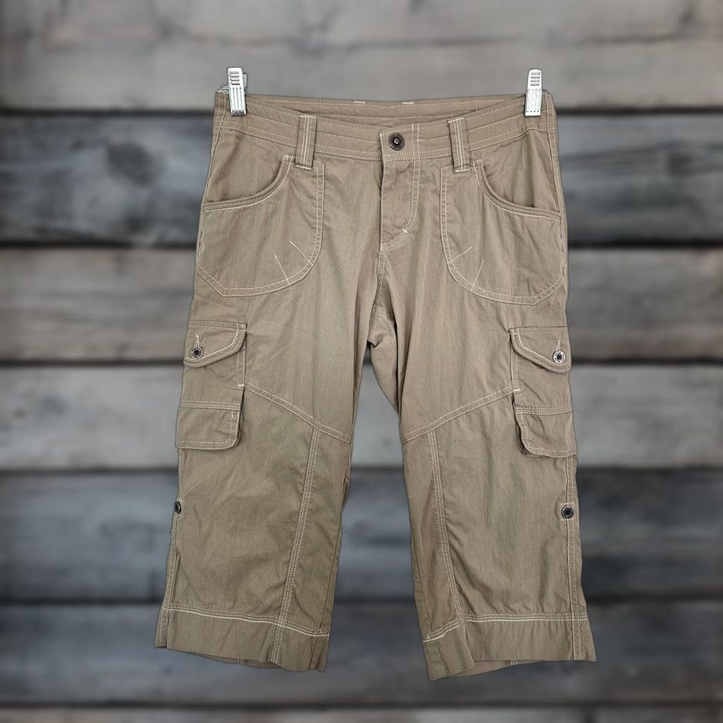 Vintage Kuhl Womens Capri Pants Sz 2 Tan Cargo Pockets Low Rise Size 26" / US 2 / IT 38 - 1 Thumbnail