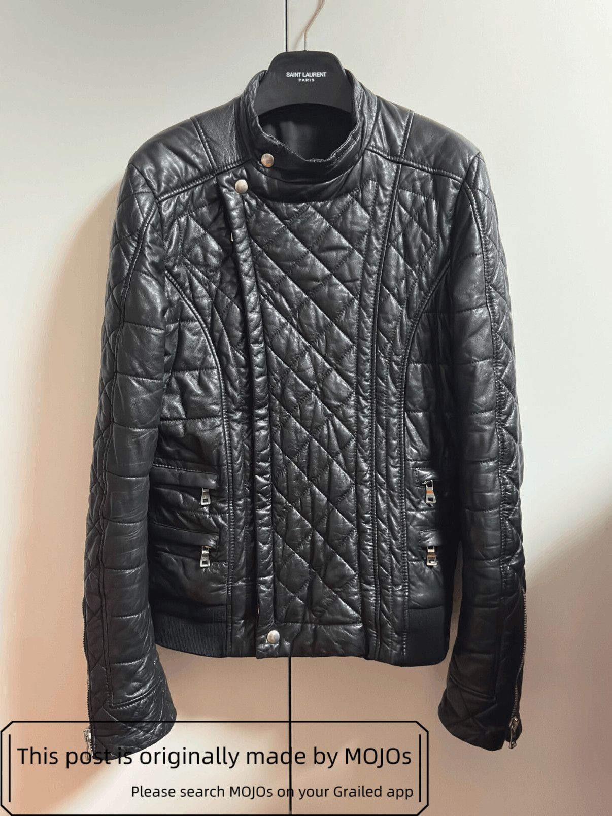Balmain Sz 46 Balmain Padded Leather Bike Jacket mojos3222 Size US S / EU 44-46 / 1 - 1 Thumbnail