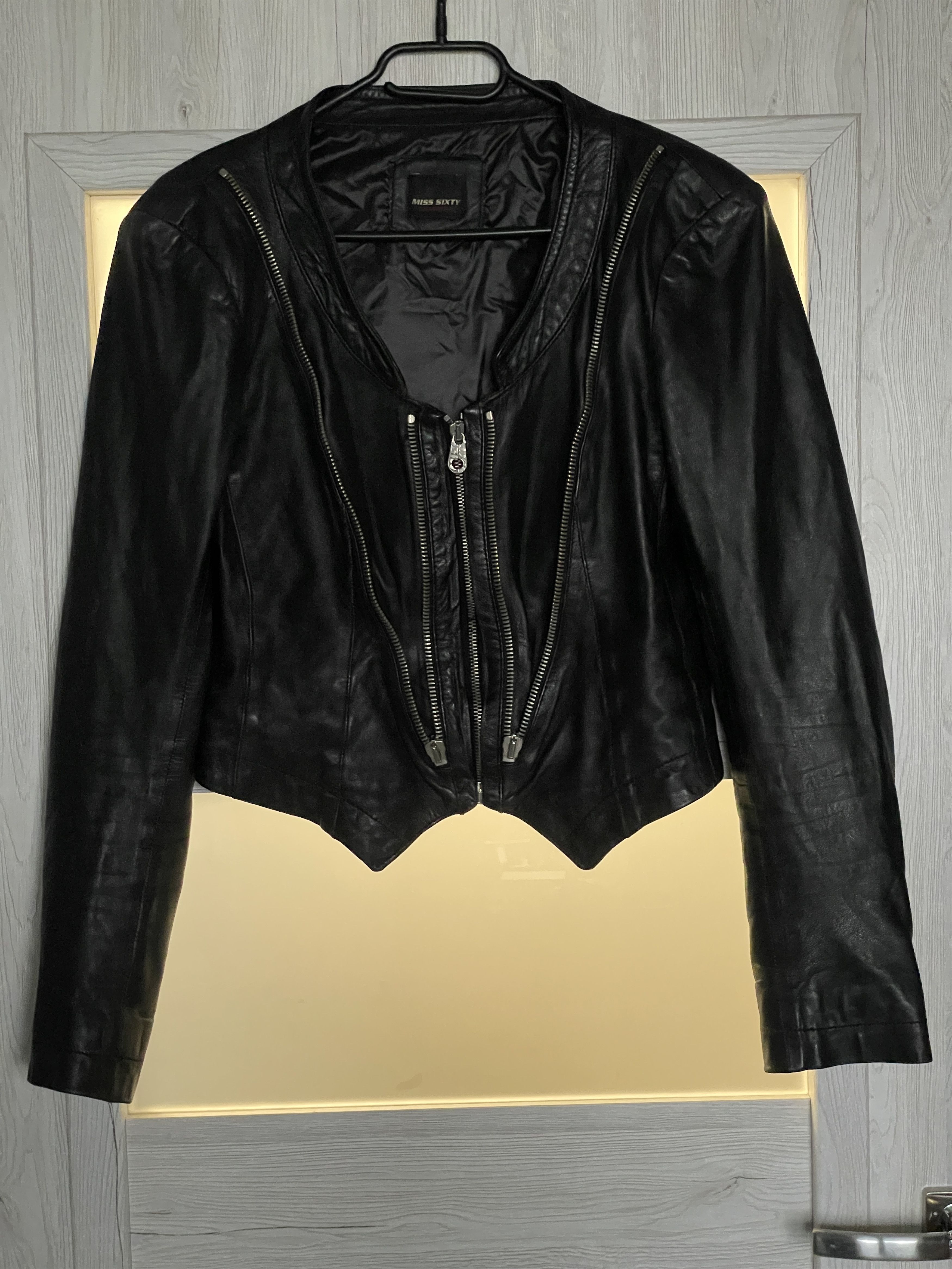 Miss Sixty RICK OWENS TYPE CROPPED SLIM FIT TRIPLE ZIP LEATHER JACKET Size S / US 4 / IT 40 - 3 Thumbnail