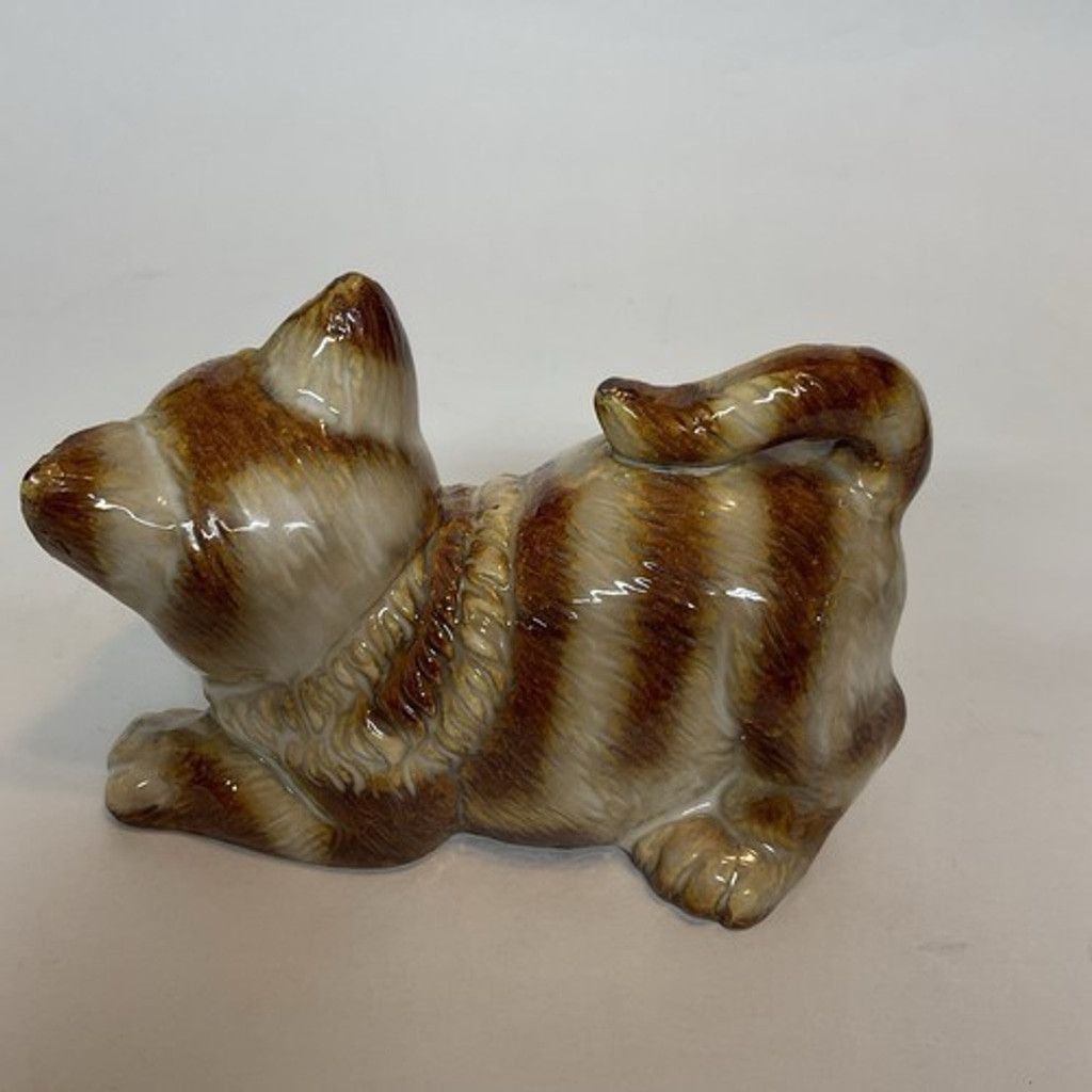 The Unbranded Brand VTG Cat Ceramic Glazed Striped Cat Crouch Laying Down Kitten Size ONE SIZE - 5 Thumbnail