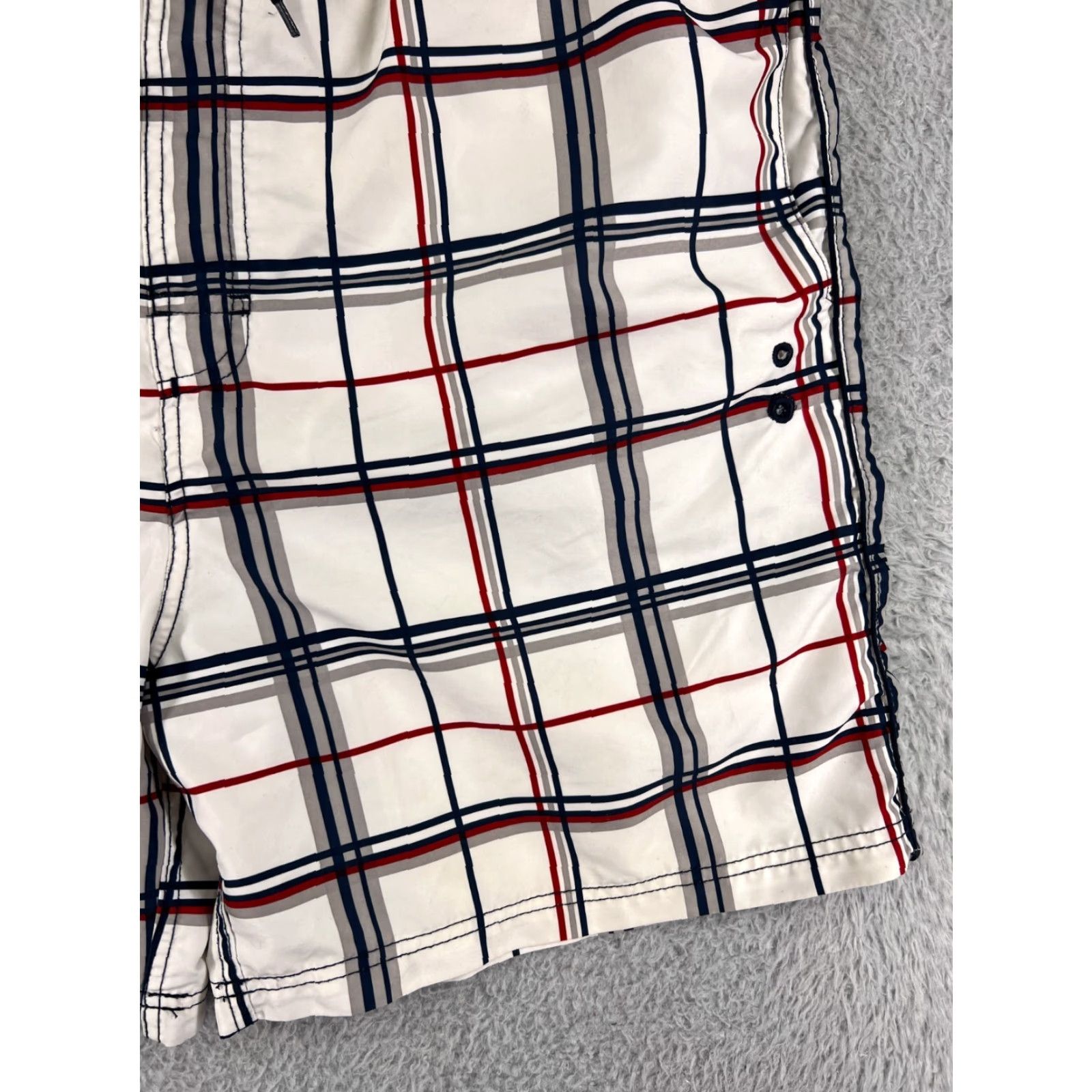 Faded Glory Faded Glory Mens Board Shorts Swim Trunks Medium White Gray Plaid Beach Surf Pants Mens Size US 31 - 4 Thumbnail
