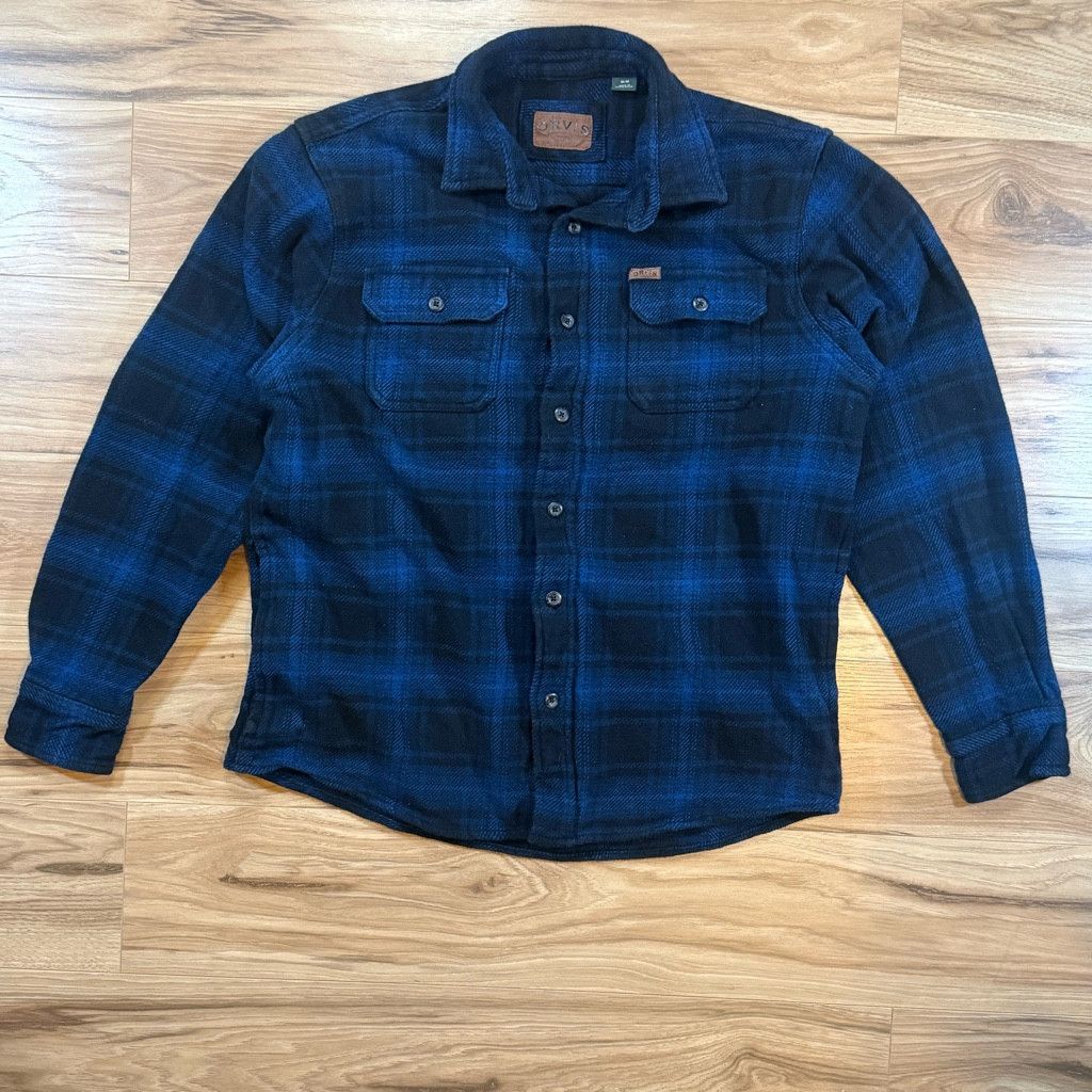 Orvis Orvis Men’s Medium Blue Plaid Flannel Shirt Jacket Size US M / EU 48-50 / 2 - 1 Thumbnail