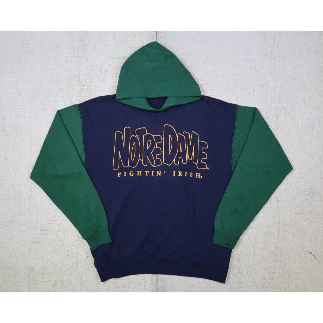 Vintage VTG Notre Dame Fighting Irish Hoodie Sweatshirt Green Navy L Size US L / EU 52-54 / 3 - 4 Thumbnail