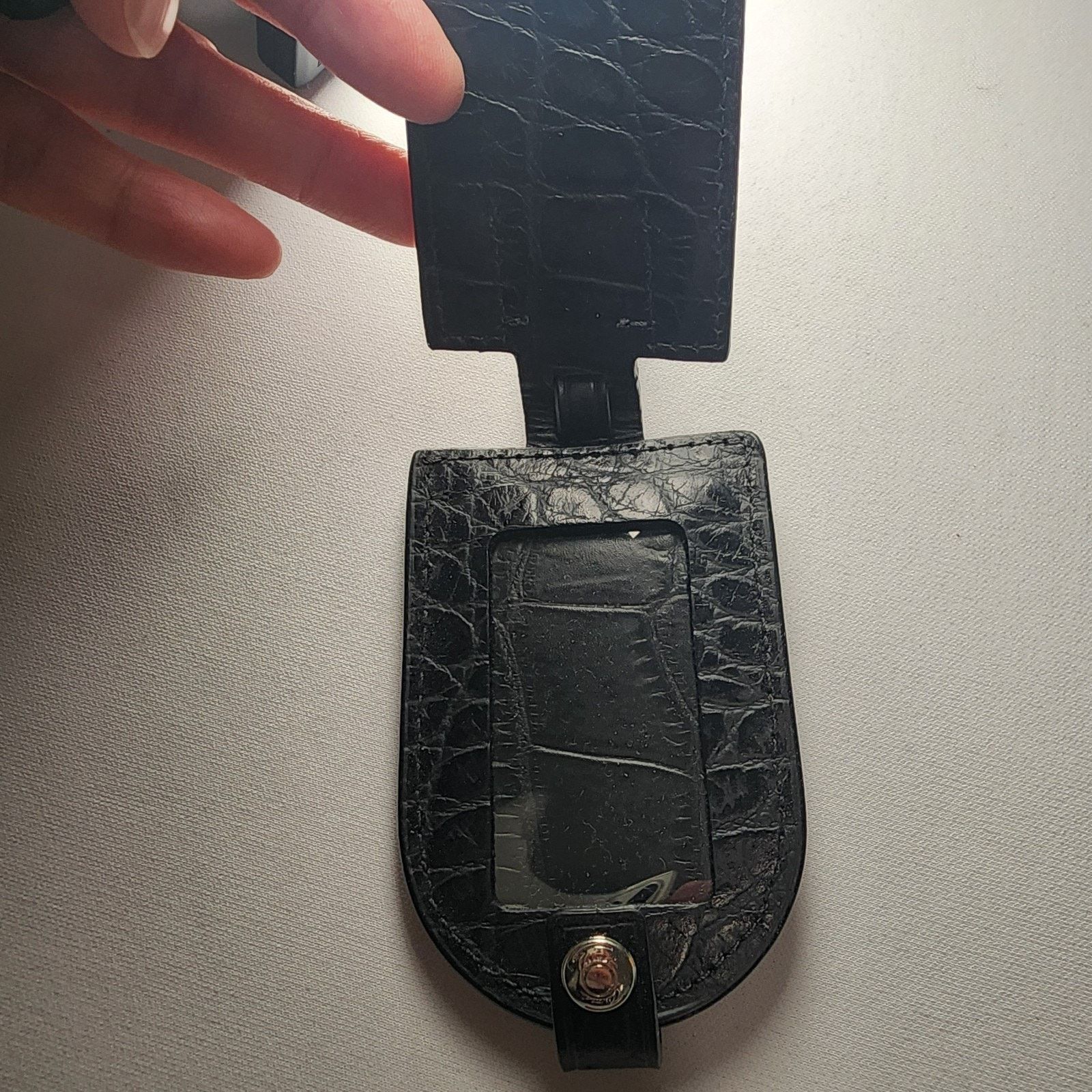 Tumi Tumi Briefcase Luggage Tag Croc Leather Black Silver Size ONE SIZE - 2 Thumbnail