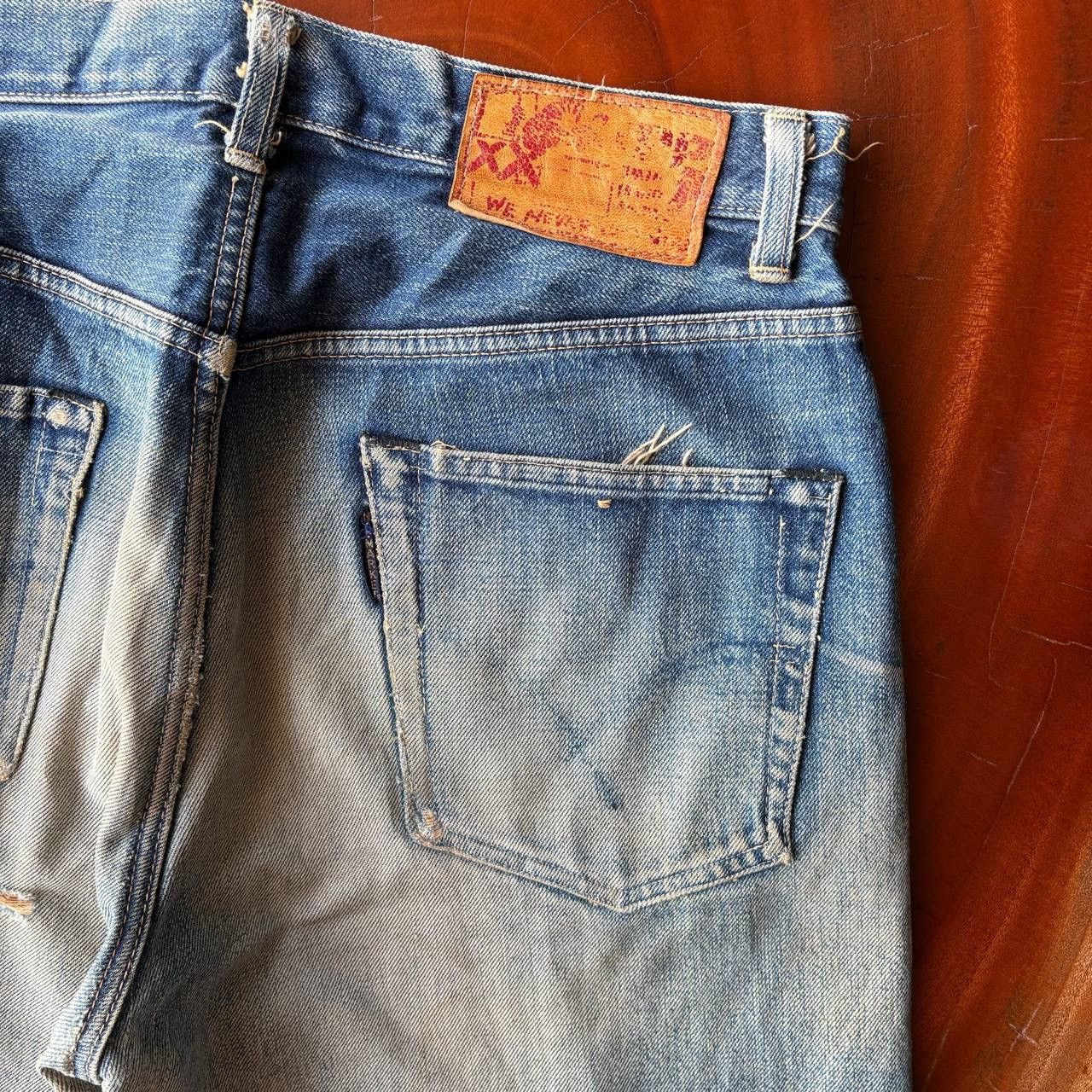 HOLLYWOOD RANCH MARKET Vintage 90’s HR Market Selvedge Distress Mud Wash Blue Pants Size US 34 / EU 50 - 11 Thumbnail