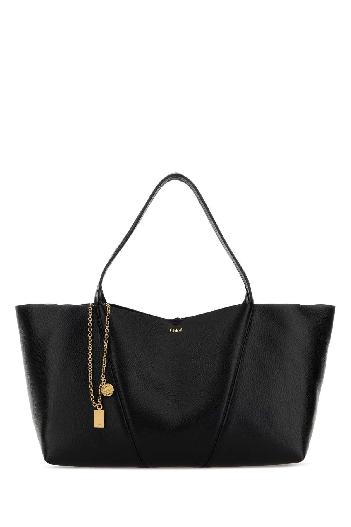 Chloe Black Leather East-West Chloe Spin Shopping Bag Size ONE SIZE - 1 Thumbnail