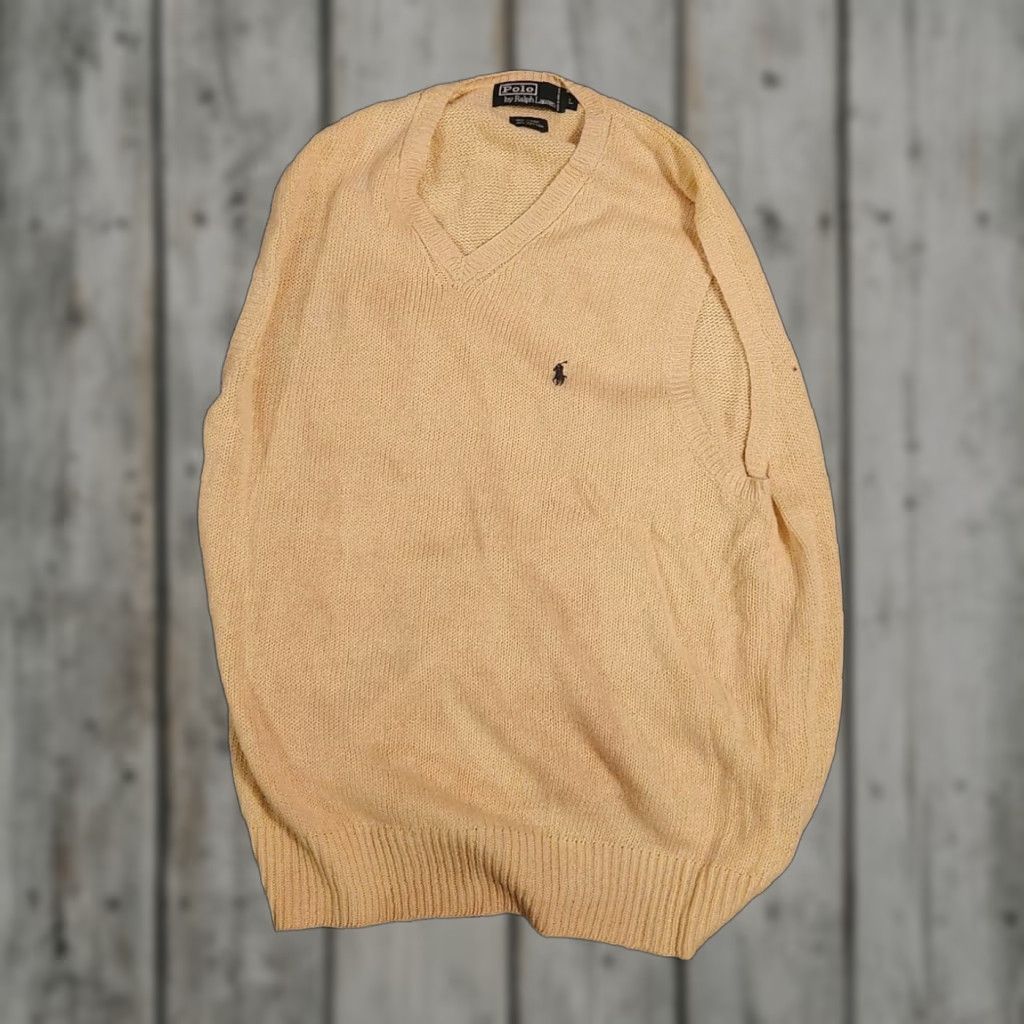 Polo Ralph Lauren VINTAGE Polo Ralph Lauren Men Vest Polo Ralph Lauren Men V-Neck Ivory Cotton Knit Cable Knit Sleeveless L Preppy VTG Mens Size US L / EU 52-54 / 3 - 1 Thumbnail