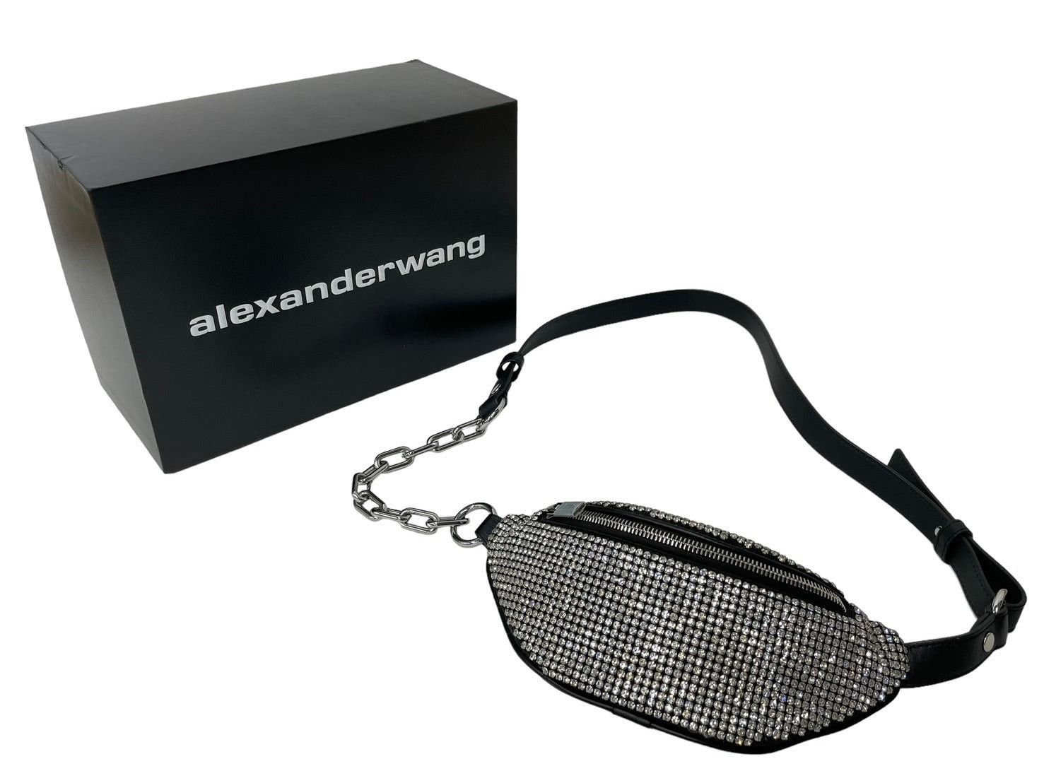 Alexander Wang Rhinestone Belt Shoulder Bag in Silver, Men's