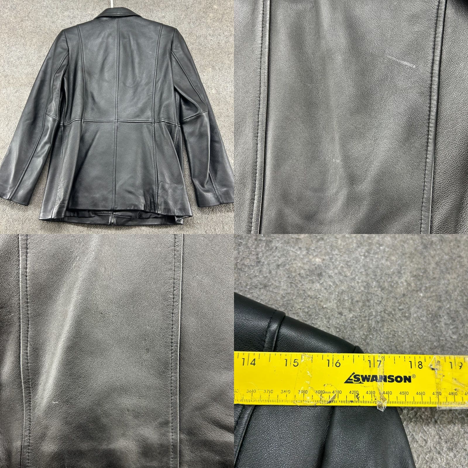 Alfani VINTAGE Alfani Jacket Womens M Black Genuine Leather Full Zip Lined Long 90s Y2K Size M / US 6-8 / IT 42-44 - 8 Thumbnail