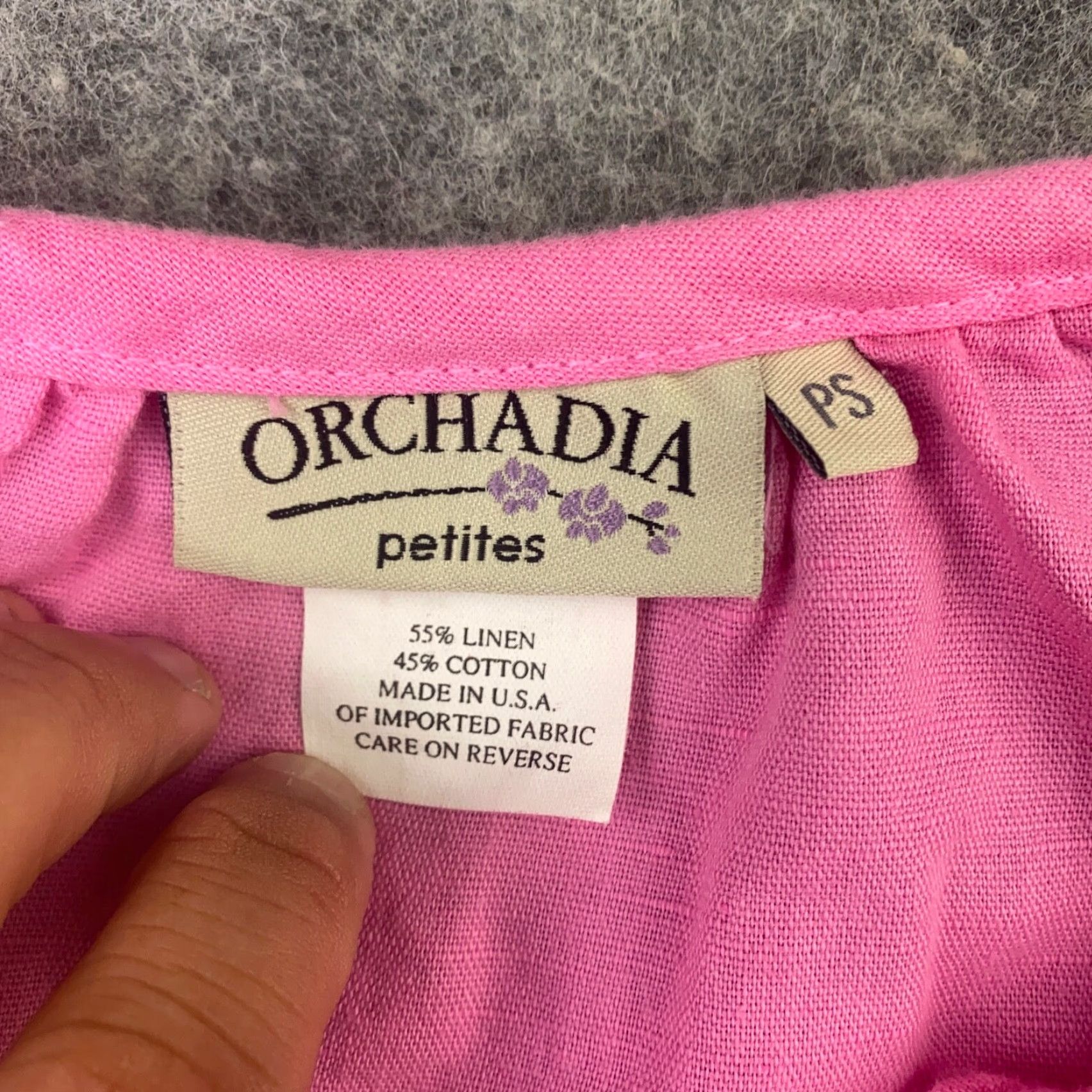 Ralph Lauren Orchadia Shirt Womens Petite Small Pink 3/4 Sleeve BOHO Peasant Top Flown Linen Size S / US 4 / IT 40 - 4 Thumbnail