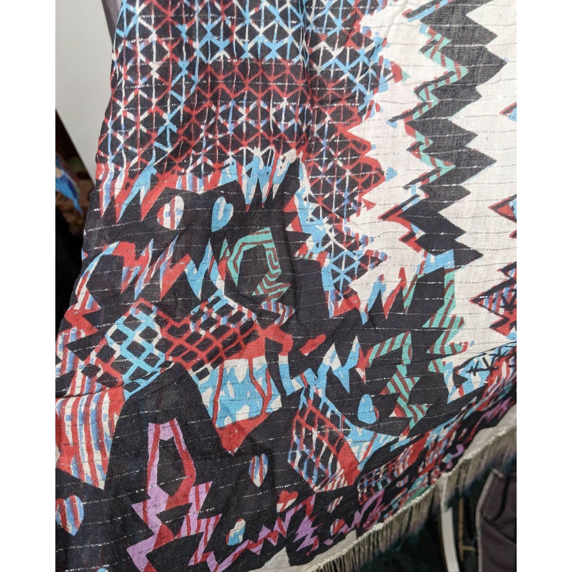 Topshop Topshop Southwestern Abstract Rainbow Ombre Fringe Scarf Size ONE SIZE - 10 Thumbnail