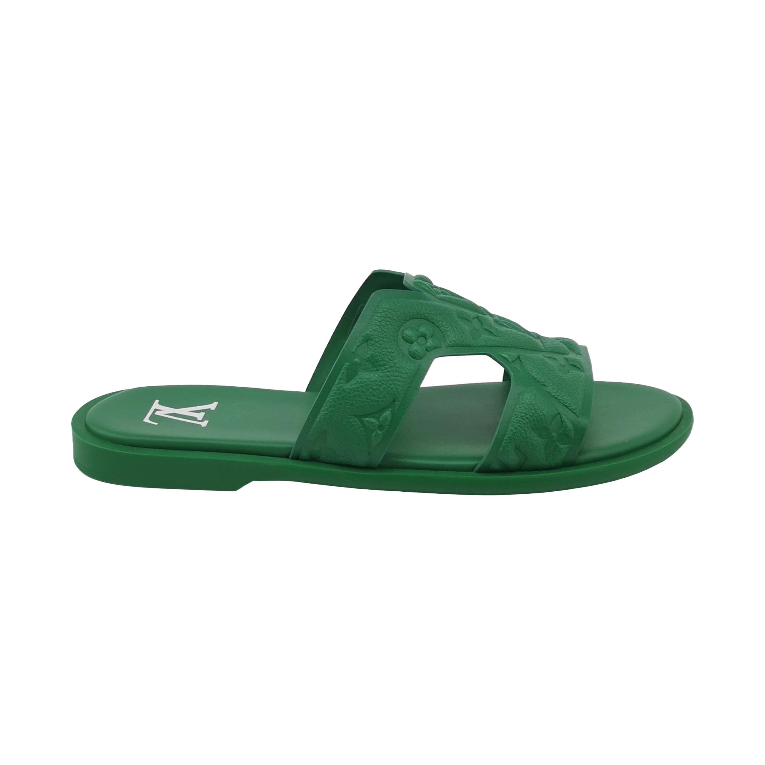 Louis Vuitton Louis Vuitton Monogram Embossed Green Oasis Sandals 40.5 Size US 7 / EU 40 - 1 Thumbnail
