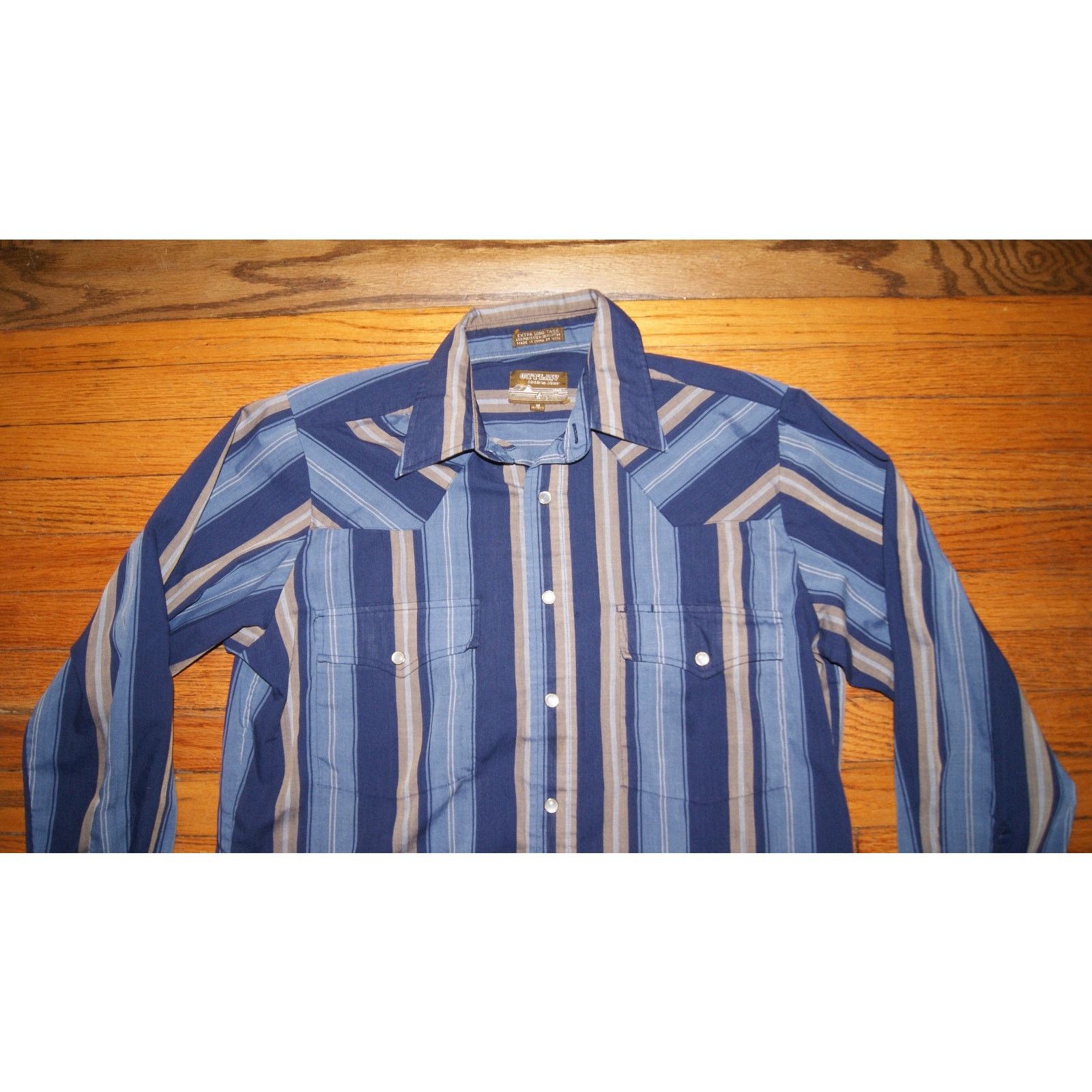 Vintage VTG Outlaw Western Wear Pearl Snap Shirt Men M Stripe Cowboy Size US M / EU 48-50 / 2 - 1 Thumbnail