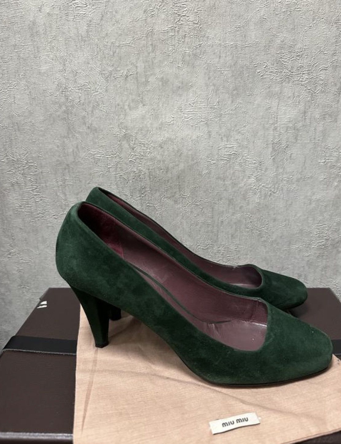 Miu Miu Miu Miu Green Suede On High Pumps Size US 7 / IT 37 - 2 Thumbnail