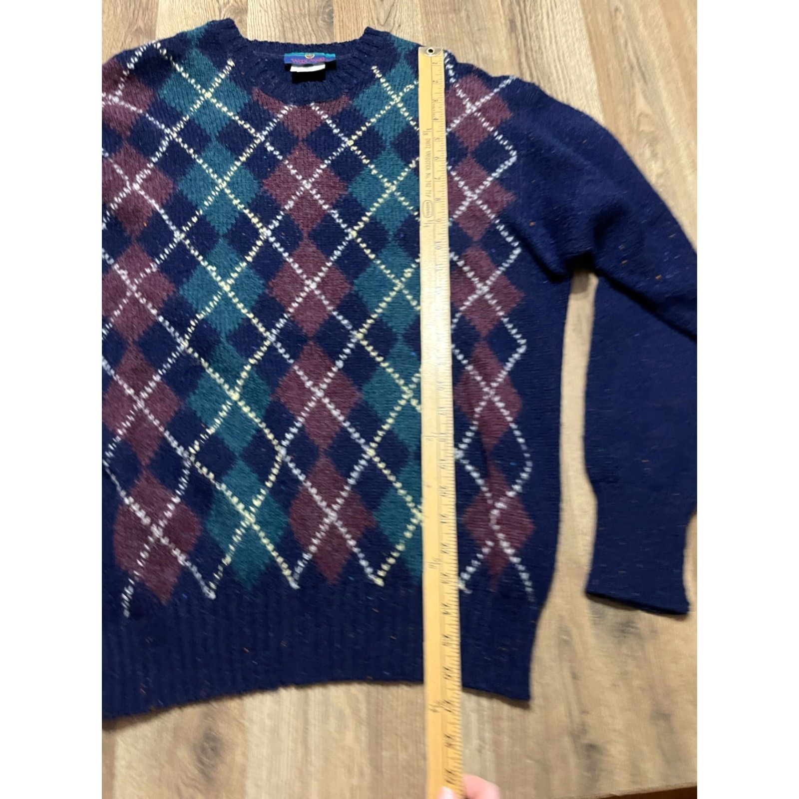 Vintage Woodward Sweater, Men's Size Medium, Pullover, Crew Neck, Long Sleeve, Regular Fit, Brown, Blue Green, Vintage Size US M / EU 48-50 / 2 - 6 Thumbnail