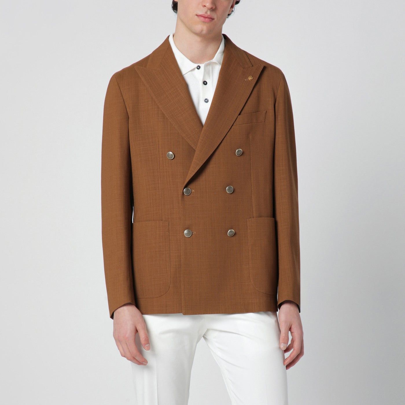 Tagliatore Tagliatore Caramel Double-Breasted Wool Jacket Size US XL / EU 56 / 4 - 1 Thumbnail