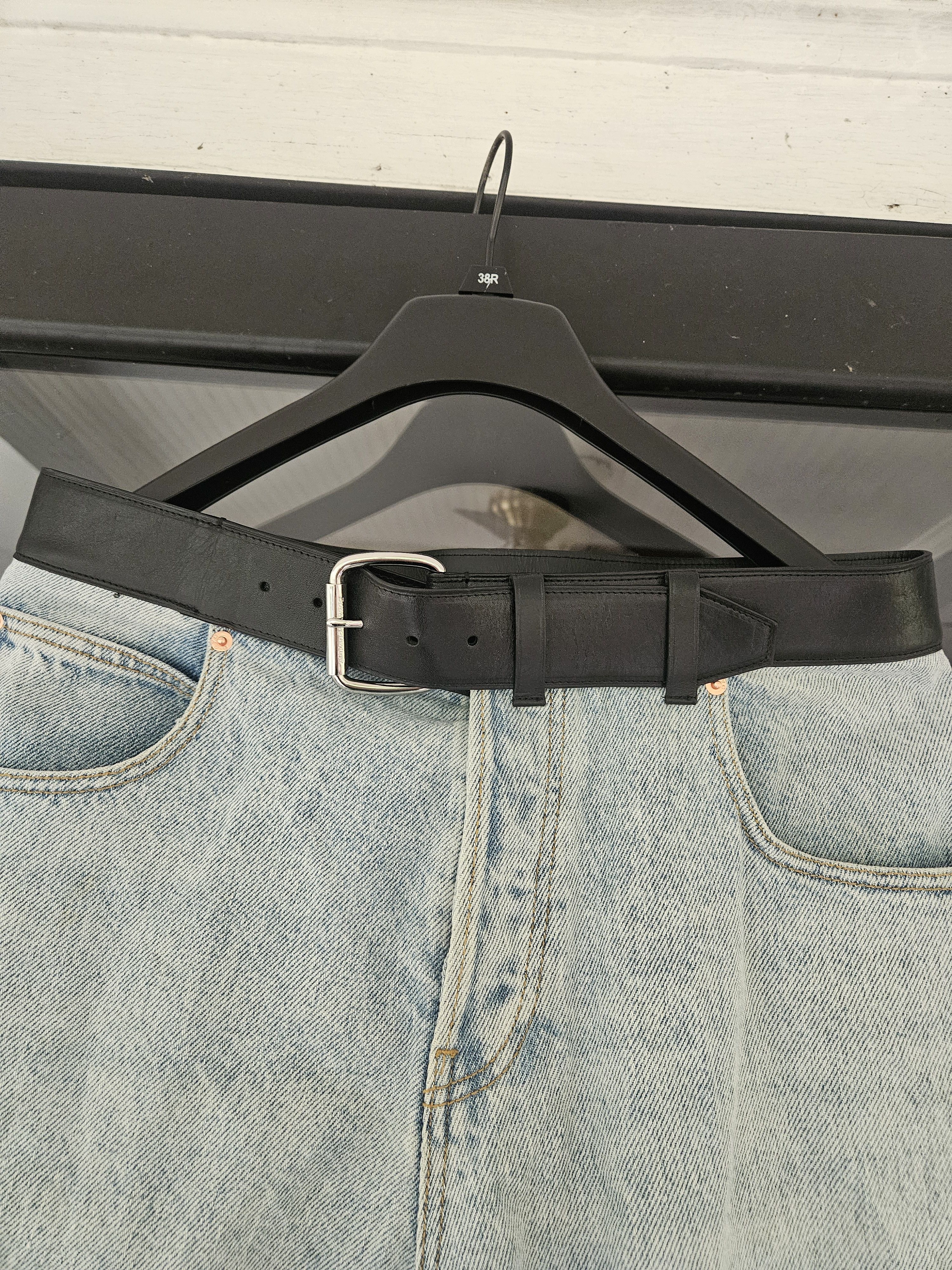 Alexander Wang Black Belt Waist Baggy Blue Denim Jeans Size US 32 / EU 48 - 2 Thumbnail