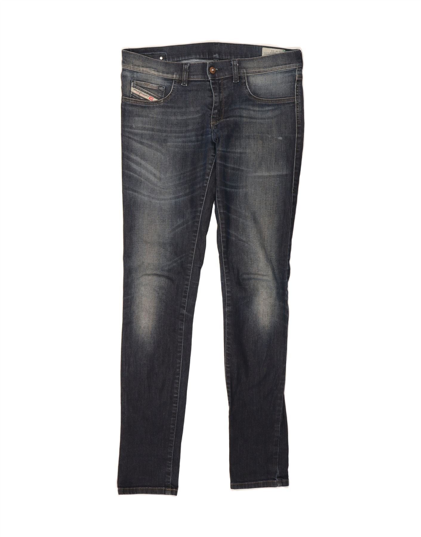 Diesel Womens Livier Legging Super Slim Jeans W30 L33 Navy Blue Cot Size 42" / US 20 - 1 Thumbnail