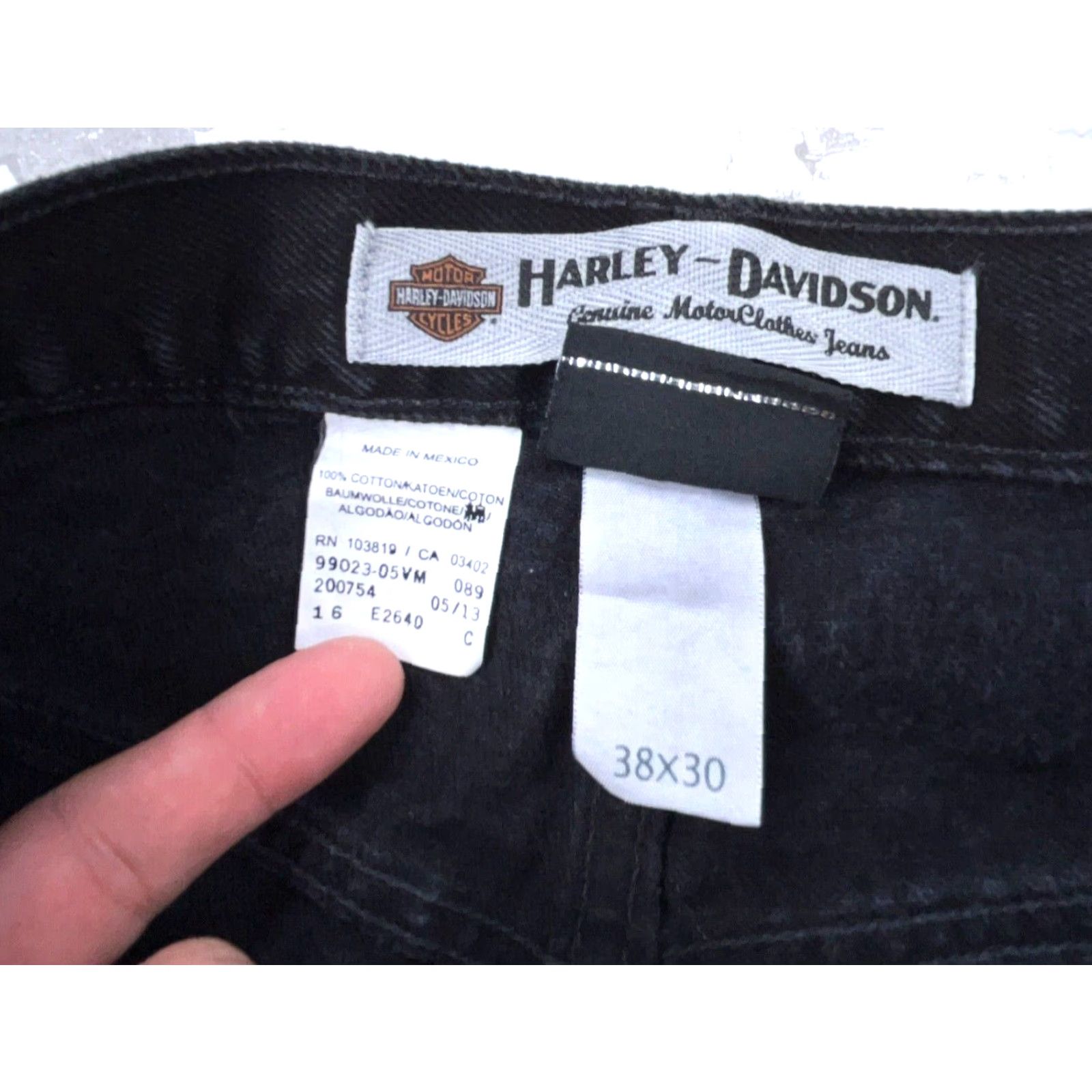 Harley Davidson Vintage Harley-Davidson Jeans Men 38x30 Relaxed Fit Straight Leg Black Denim 5-Pocket Belt Loops Charcoal Wash Comfortable Classic American Y2K Mens Size US 38 / EU 54 - 3 Thumbnail