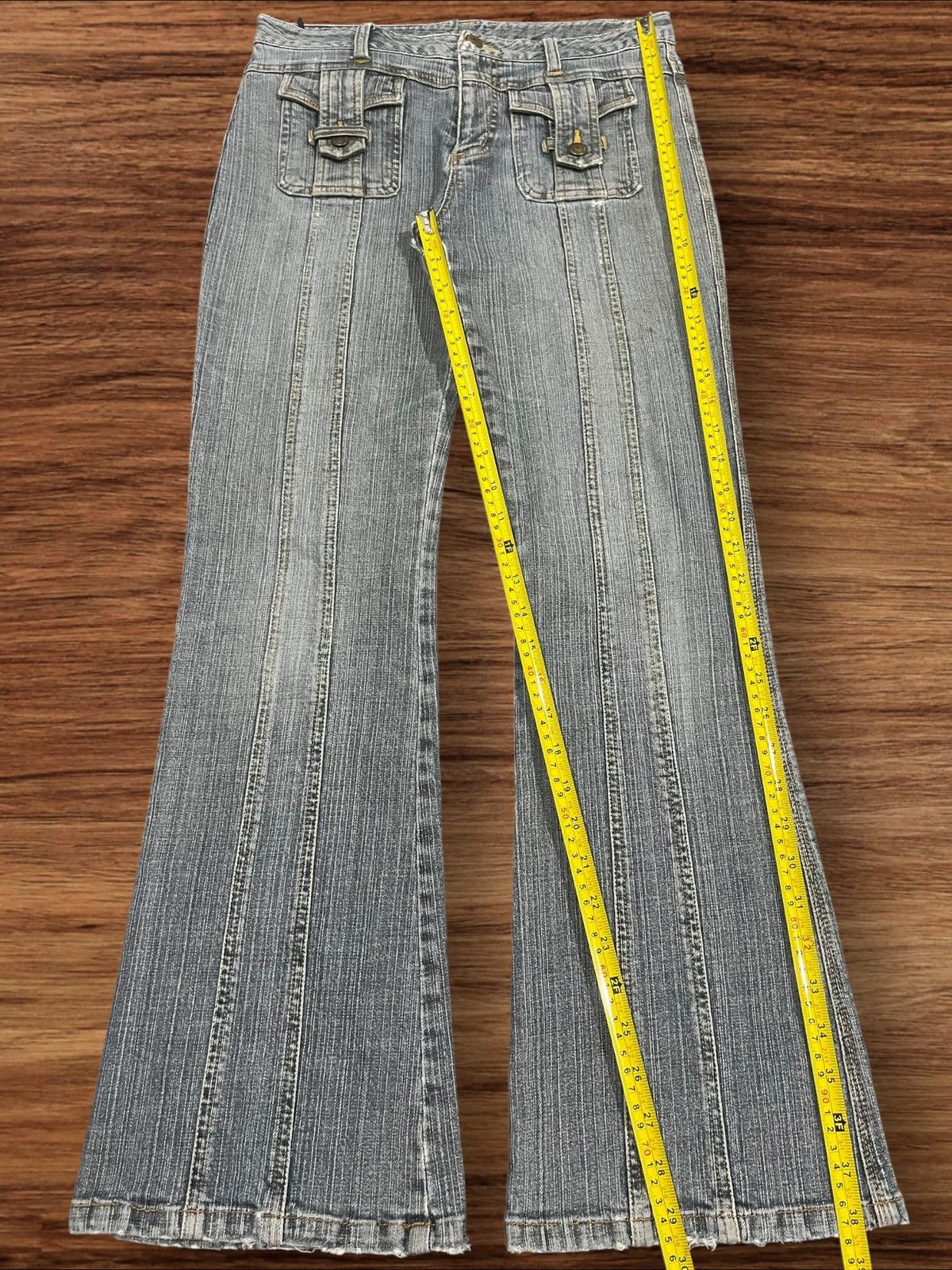 If Six Was Nine Panel Stitched Y2K Cargo Inspired Pocket Bell Bottom Jeans Size US 30 / EU 46 - 12 Thumbnail