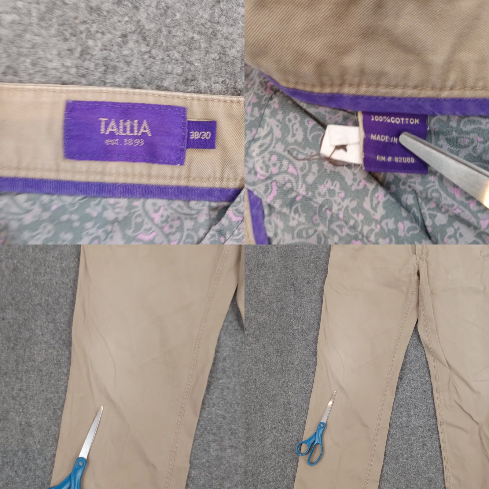 Tallia Tallia Mens Beige Chino Straight Fit Pants 38x30 Flat Front Casual Size US 38 / EU 54 - 8 Thumbnail