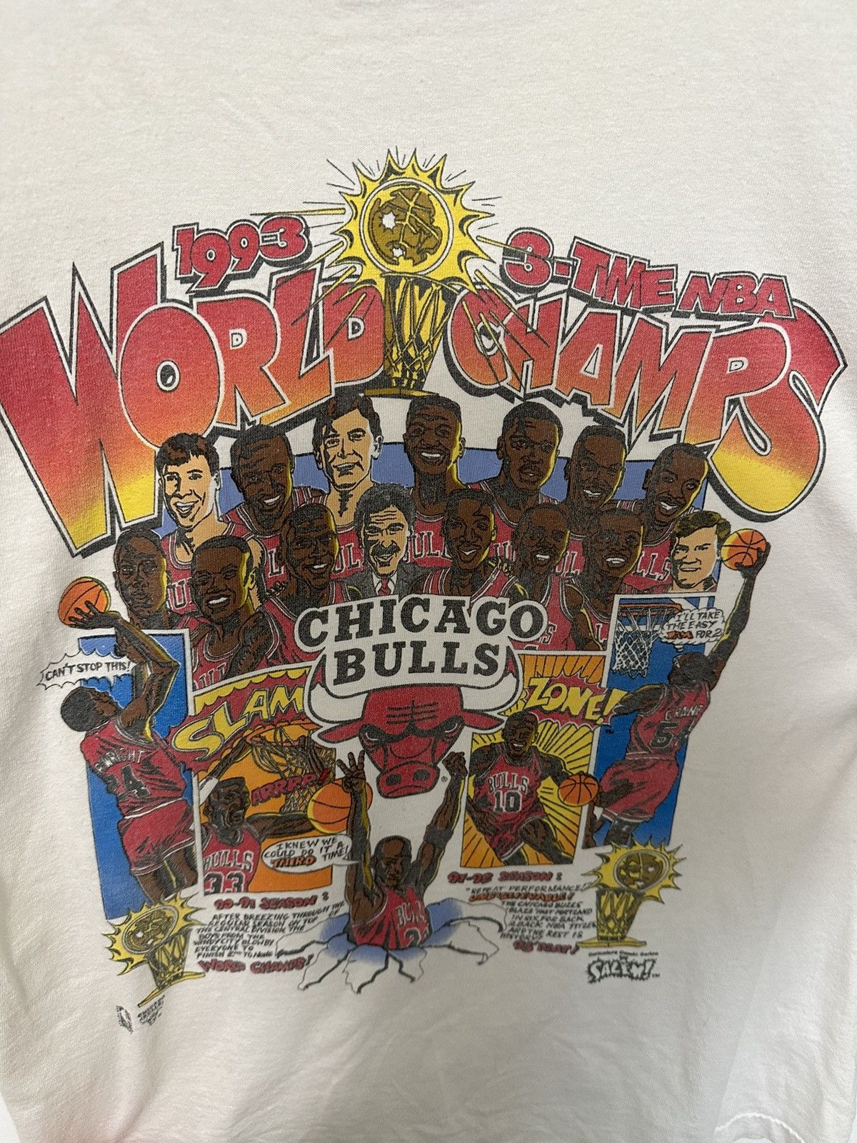 NBA × Vintage VINTAGE 1993 CHICAGO BULLS 3-PEAT TEE (SINGLE STITCH) Size US M / EU 48-50 / 2 - 2 Thumbnail