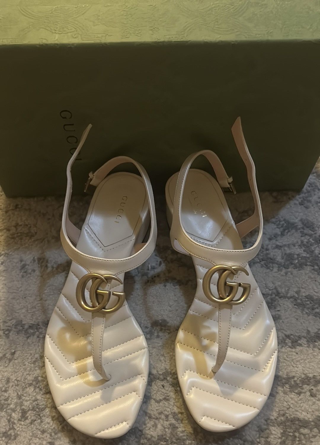 Gucci Gucci Double G Thong Sandal Nappa Mystic White Size US 7 / IT 37 - 2 Thumbnail