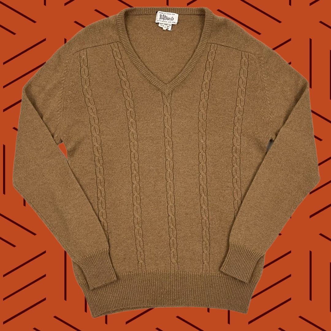 CO VINTAGE B Altman Co Camel Hair Sweater Mens L Brown Knit V-Neck Old Money Preppy 90s Mens Size US L / EU 52-54 / 3 - 1 Thumbnail