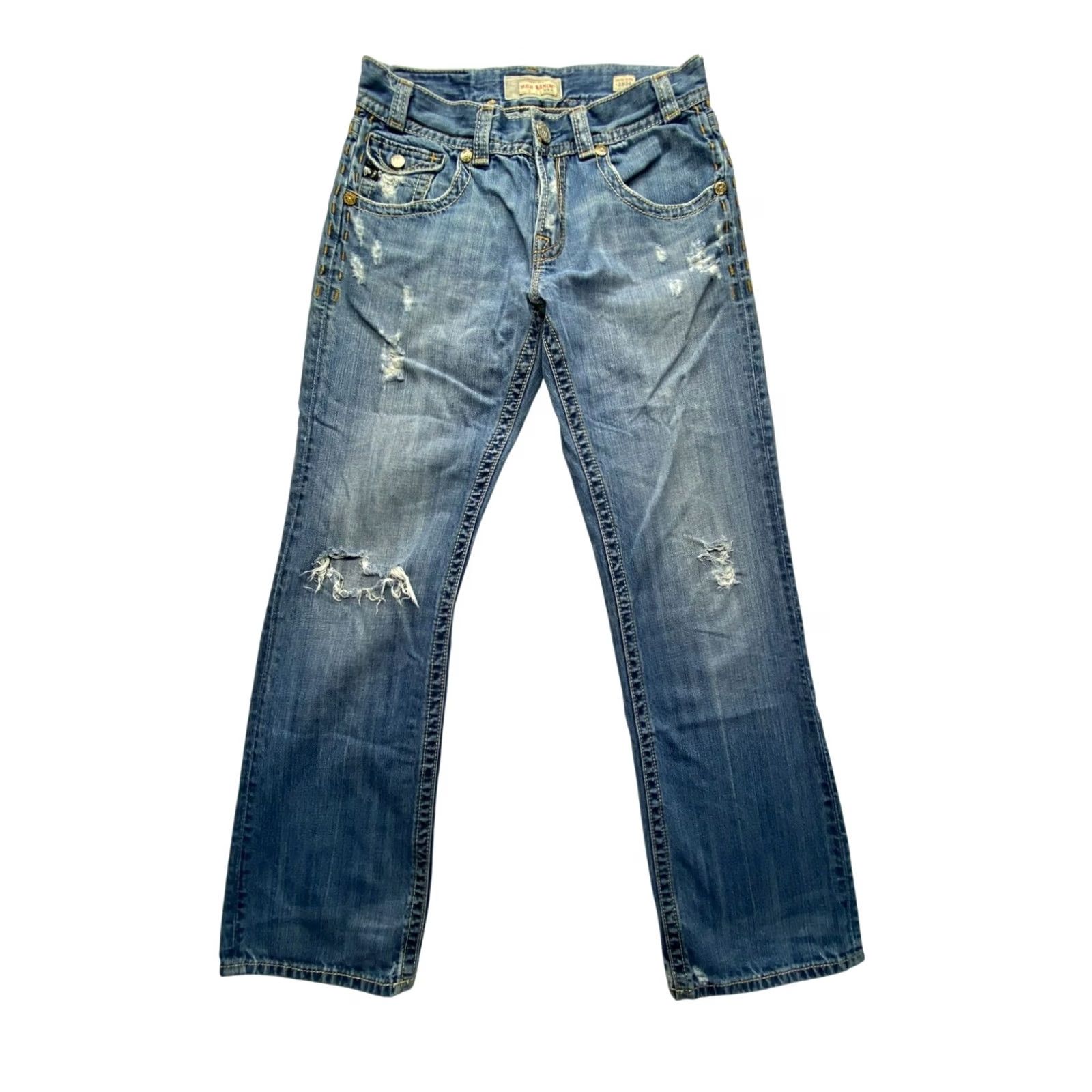 Denime Mens Mec Denim Jeans 32/34 Blue Denim Jeans Straight Distressed Vintage? Size US 32 / EU 48 - 2 Thumbnail