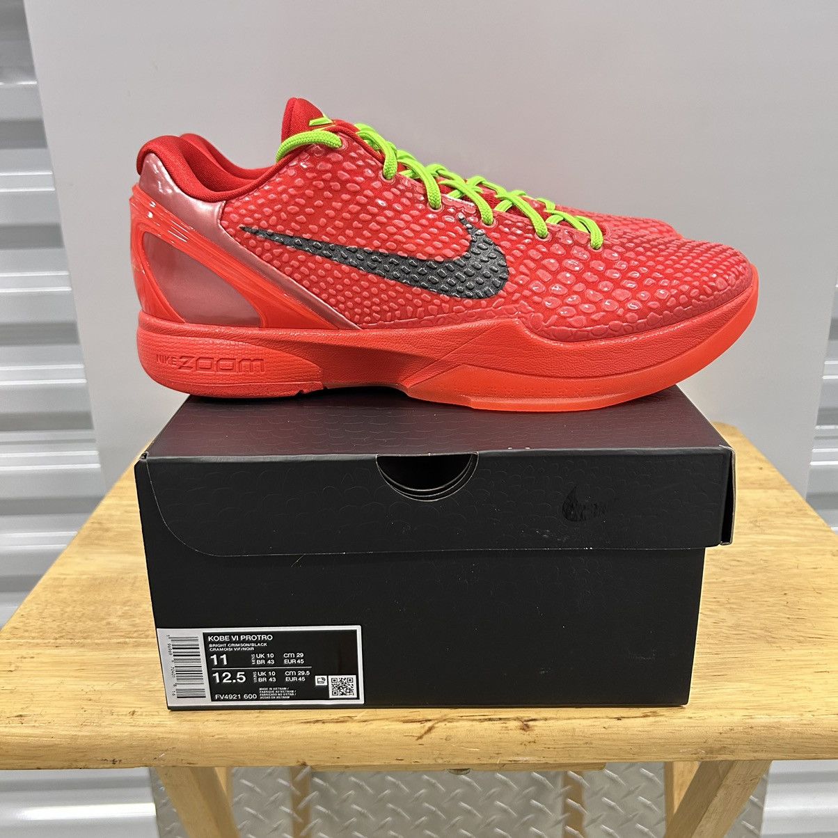 Pre-owned Kobe Mentality X Nike Kobe 6 Vi Protro Reverse Grinch Size 11 Mamba New Shoes In Red