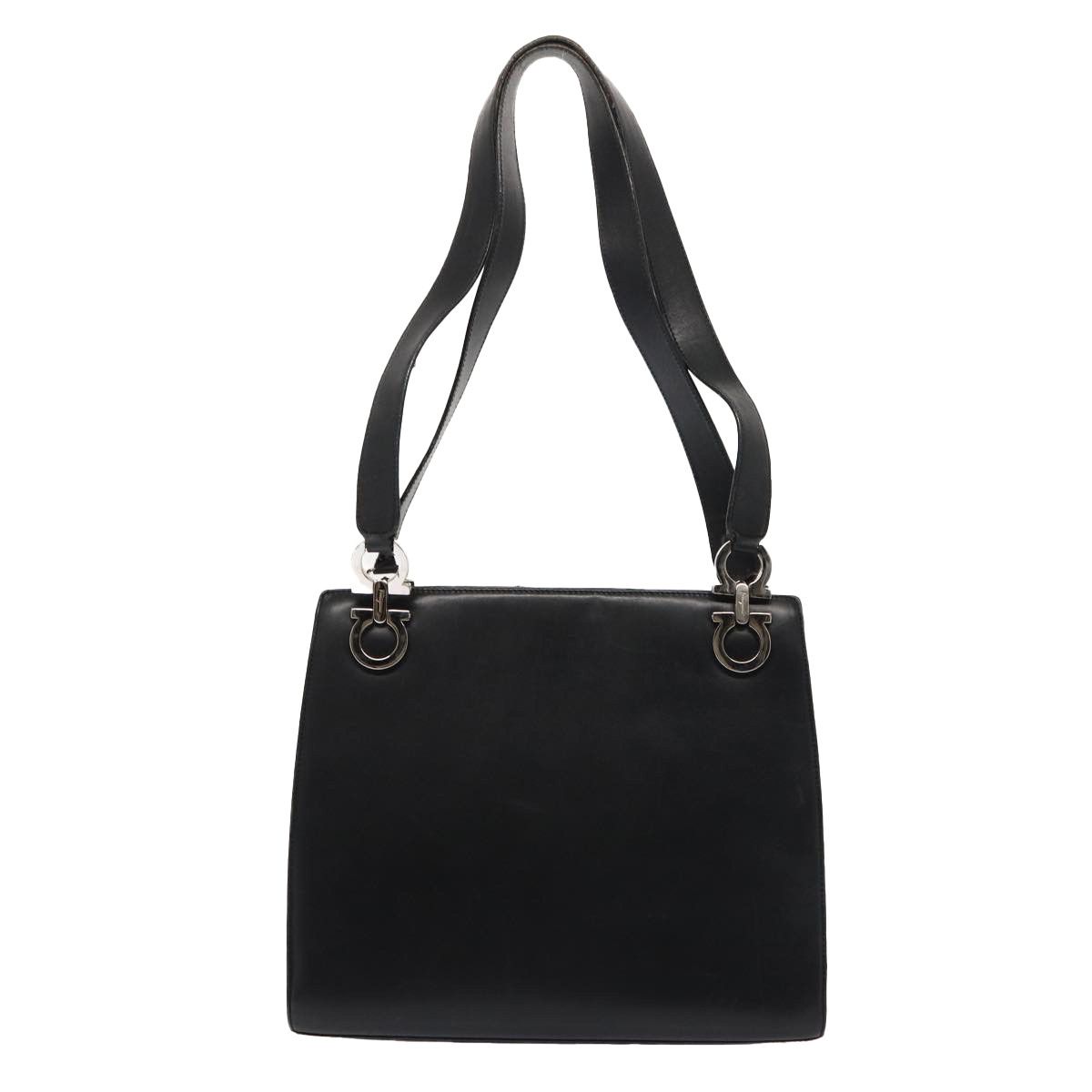 Salvatore Ferragamo Gancini Black Leather Shoulder Bag (Pre-Owned) Size ONE SIZE - 1 Thumbnail