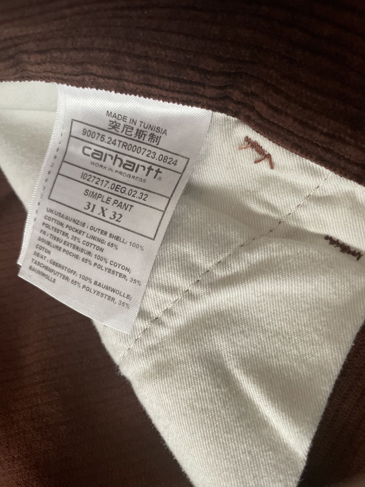 Carhartt Wip Simple Pant brown cord Size US 31 - 7 Thumbnail