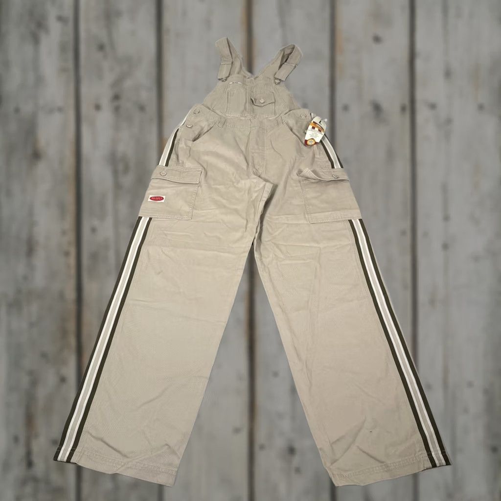 Vintage VINTAGE Revolt Overalls Womens L Khaki Twill Cargo Striped 90s Y2K Pants Jeans Shirt? Size 36" / US 14 / IT 50 - 1 Thumbnail